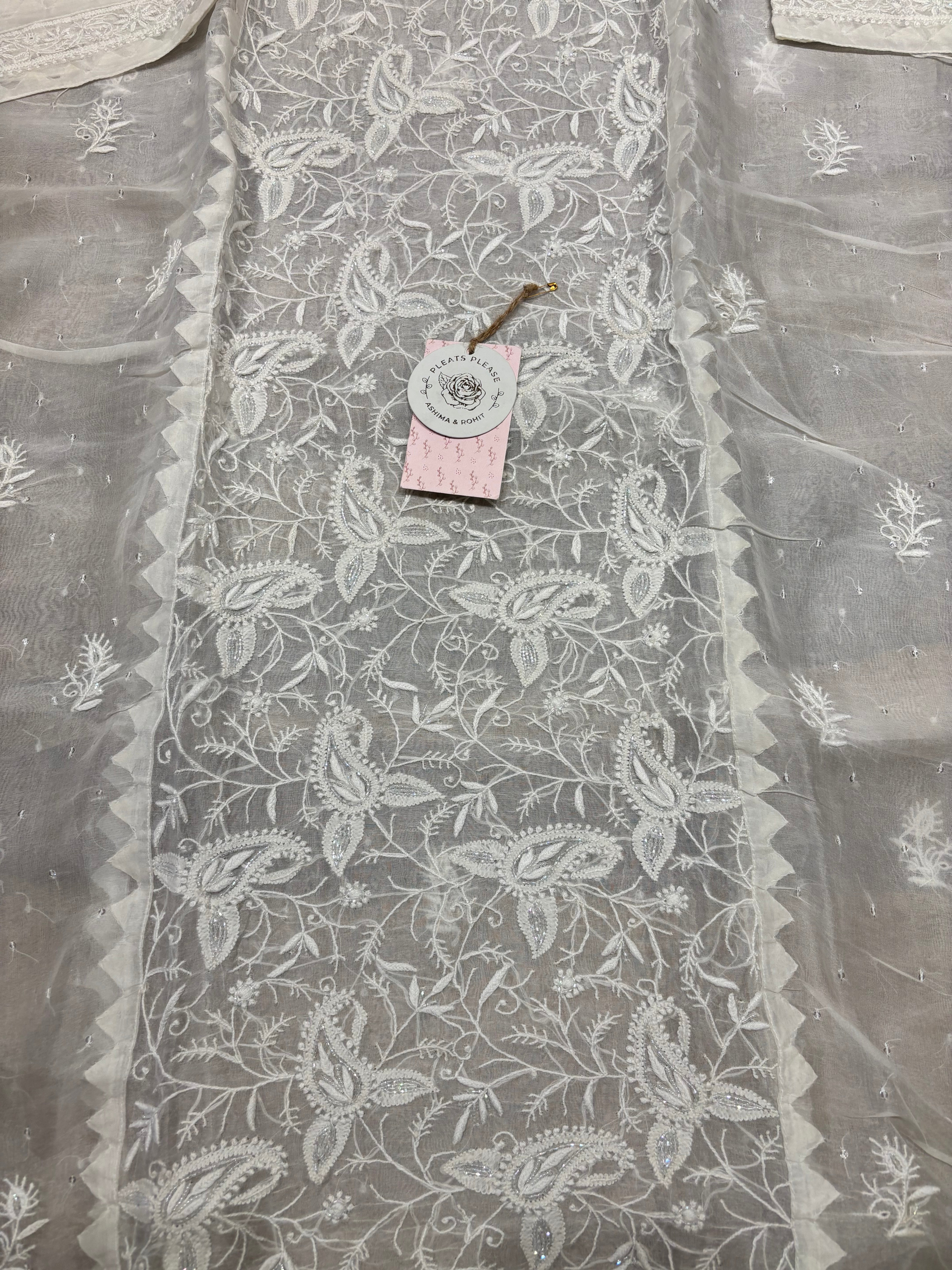 Dyeable Organza Chikankari Kurta