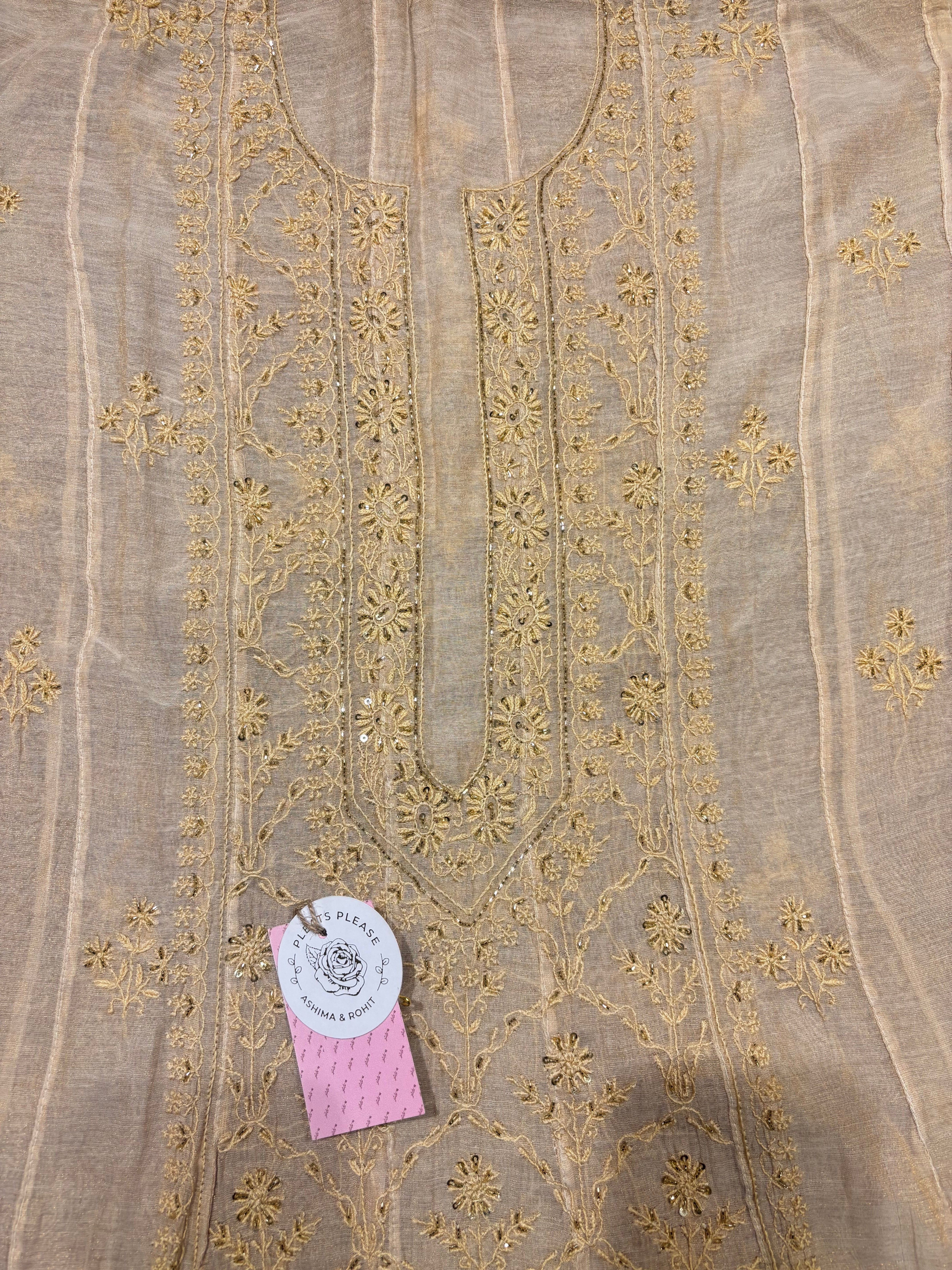 Dyeable Pure & Premium Tissue Chikankari Anarkali and Dupatta set