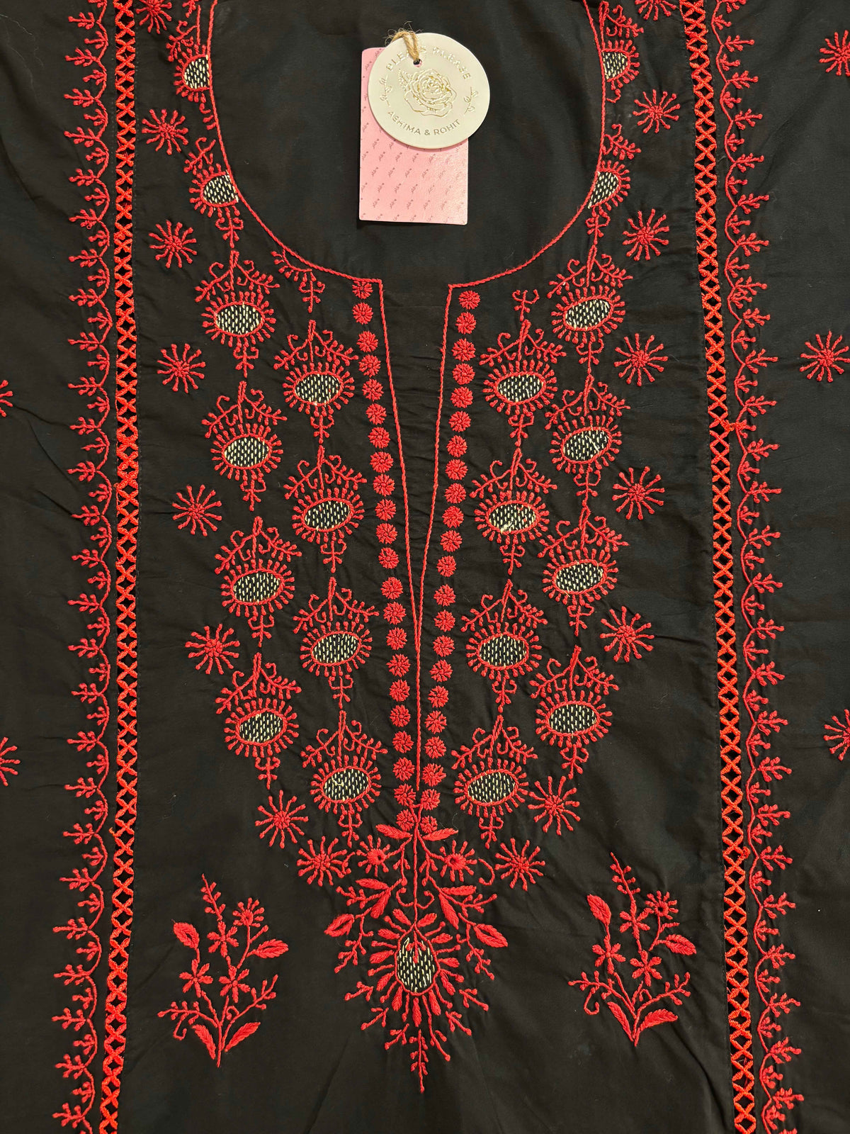 Black Cotton Chikankari Women Kurta