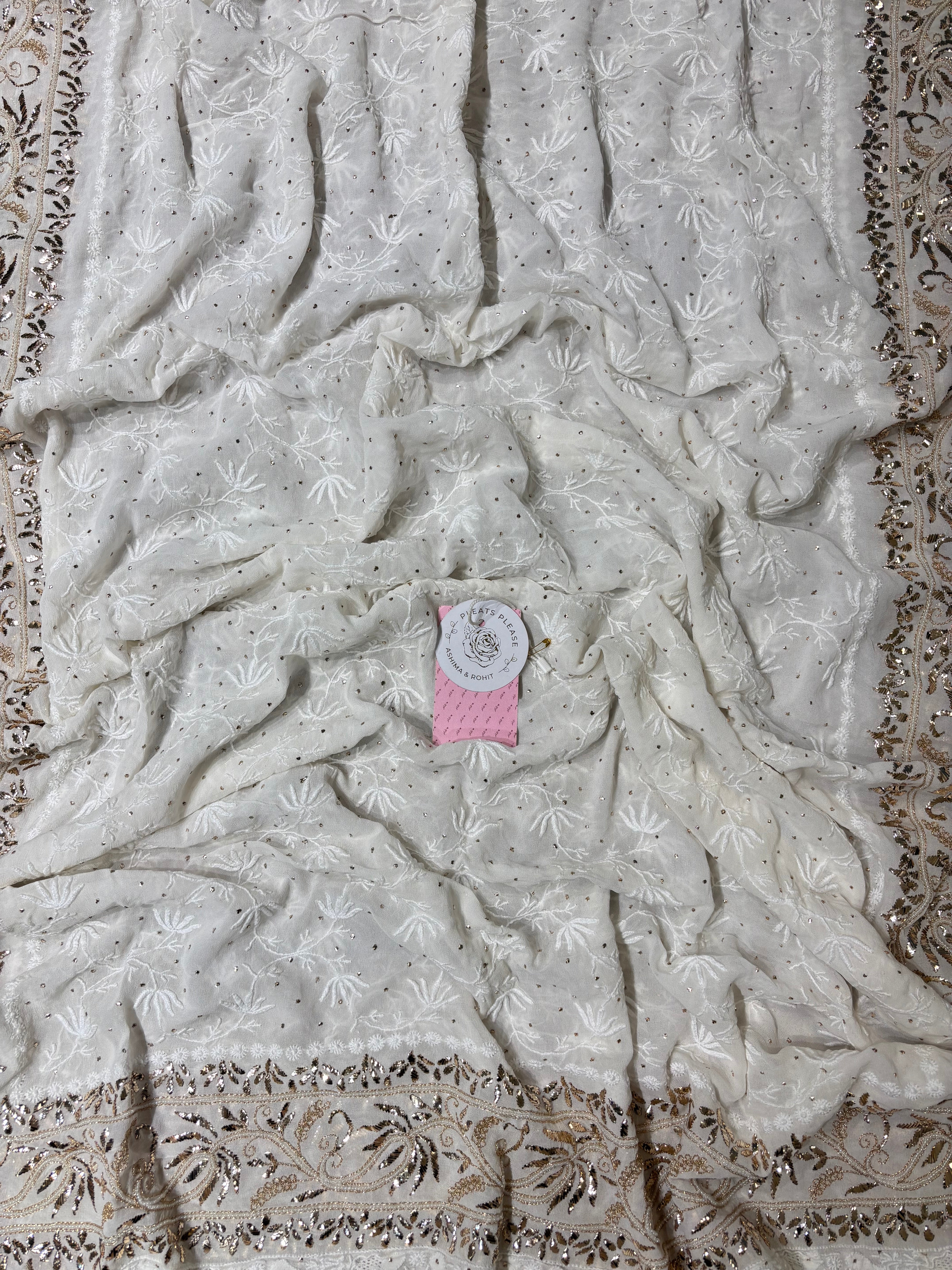 Dyeable Pure & Premium Georgette Chikankari Mukaish Kurta & Dupatta