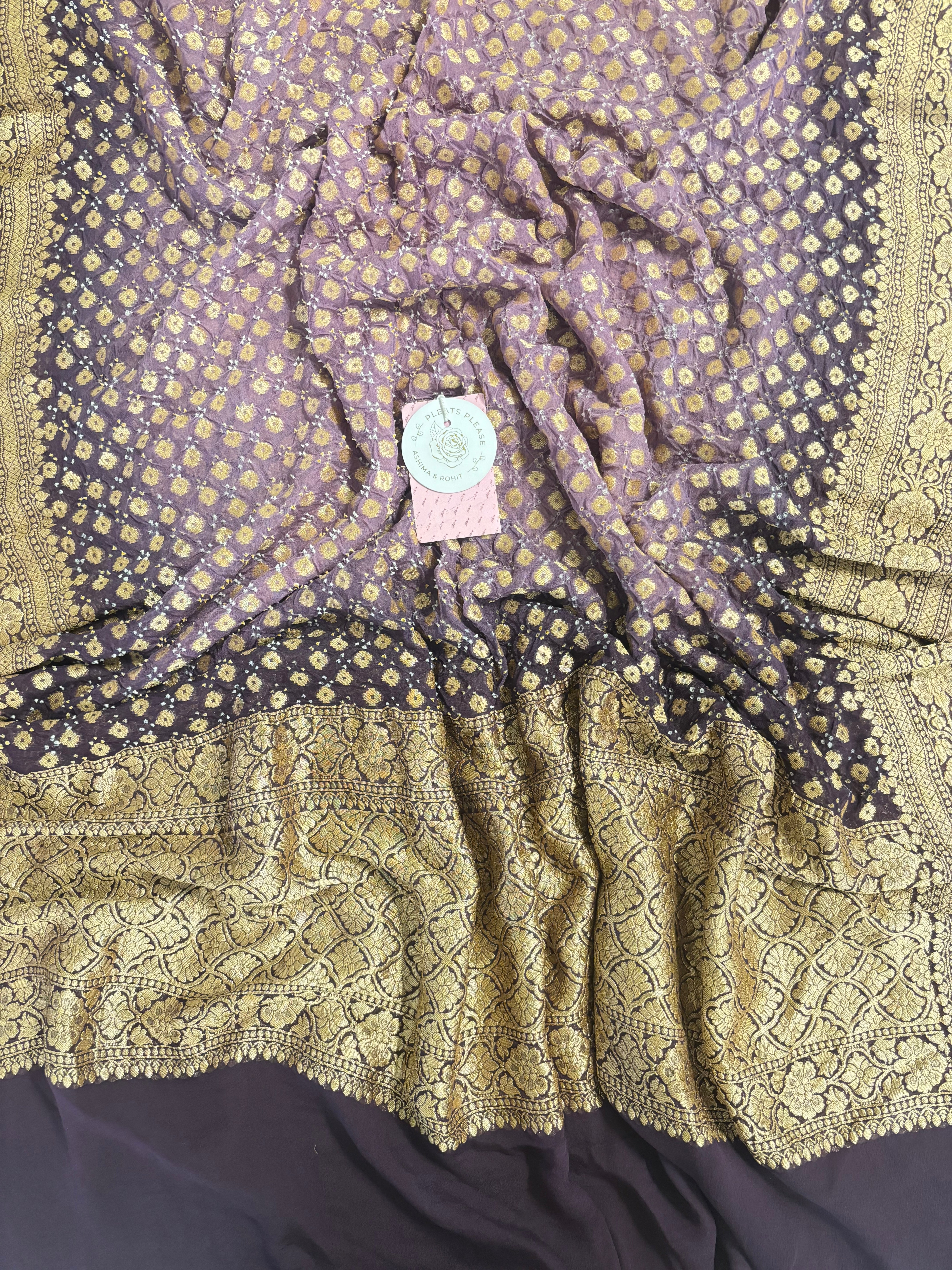Pure Khaddi Georgette Purple Ombre Neemzari Dupatta