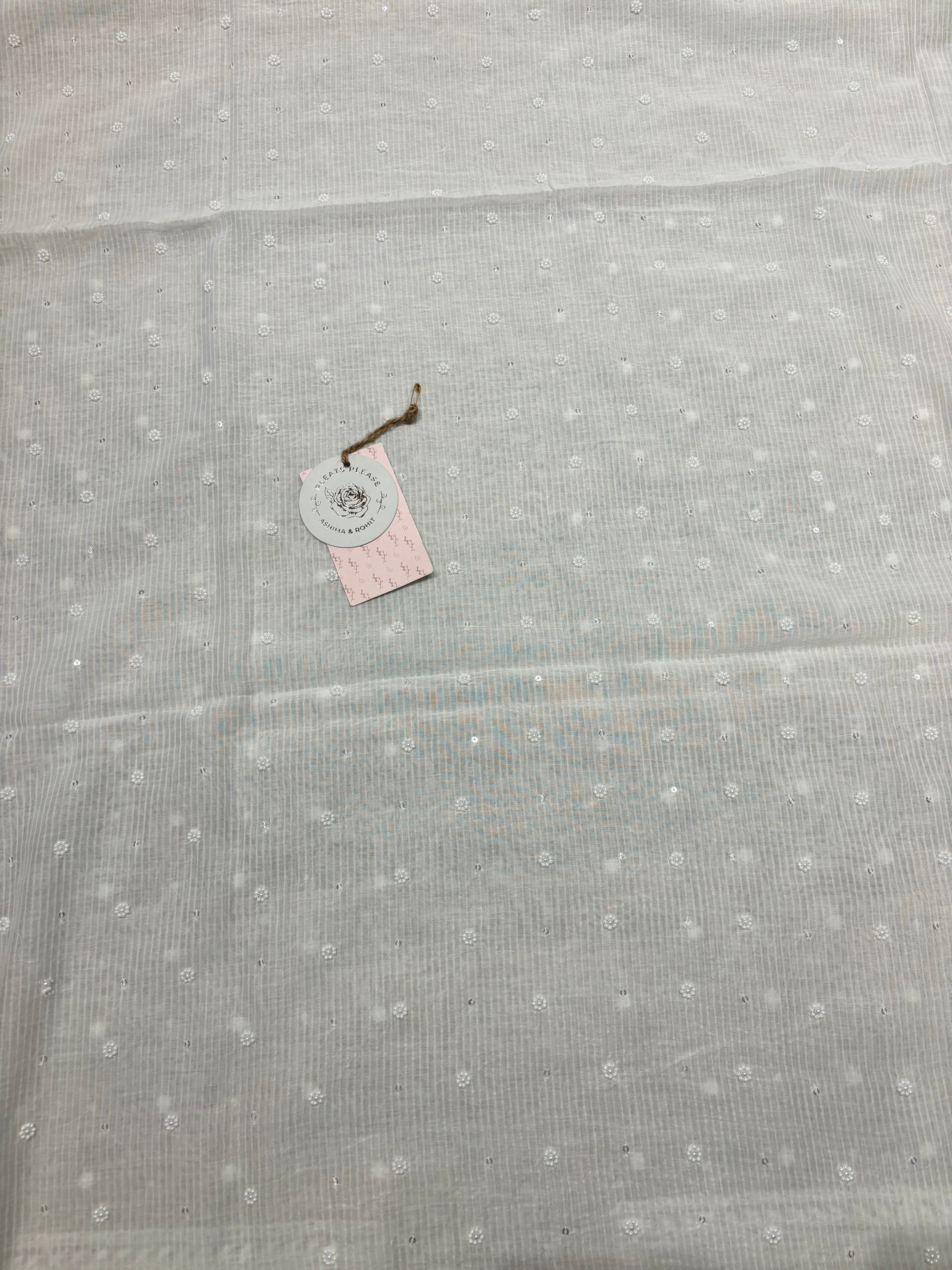 Dyeable Chanderi Maheshwari Chikankari Kurta And Dupatta Fabric