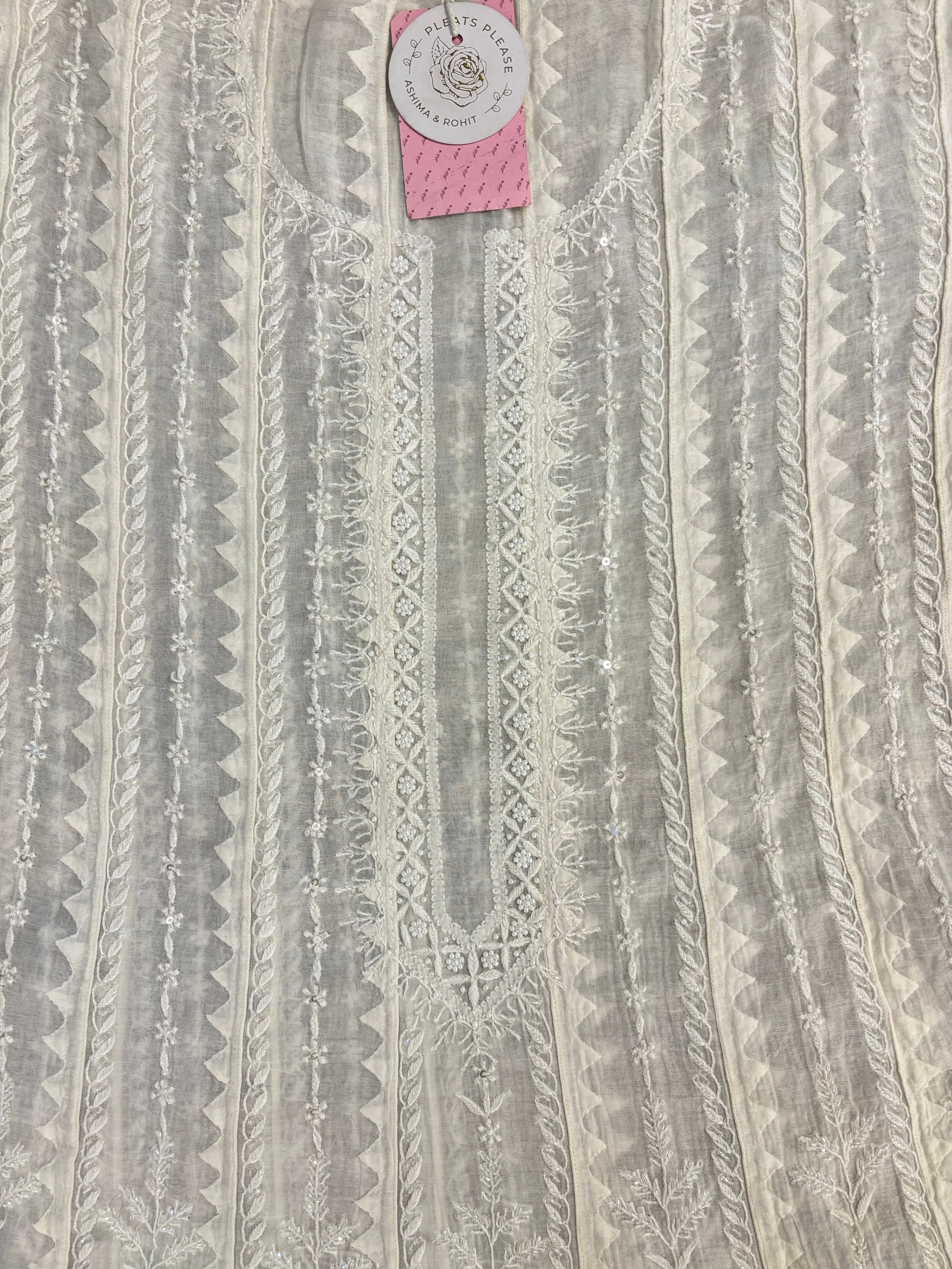 Dyeable Chanderi Mul Chikankari A-Line Anarkali & Dupatta Set