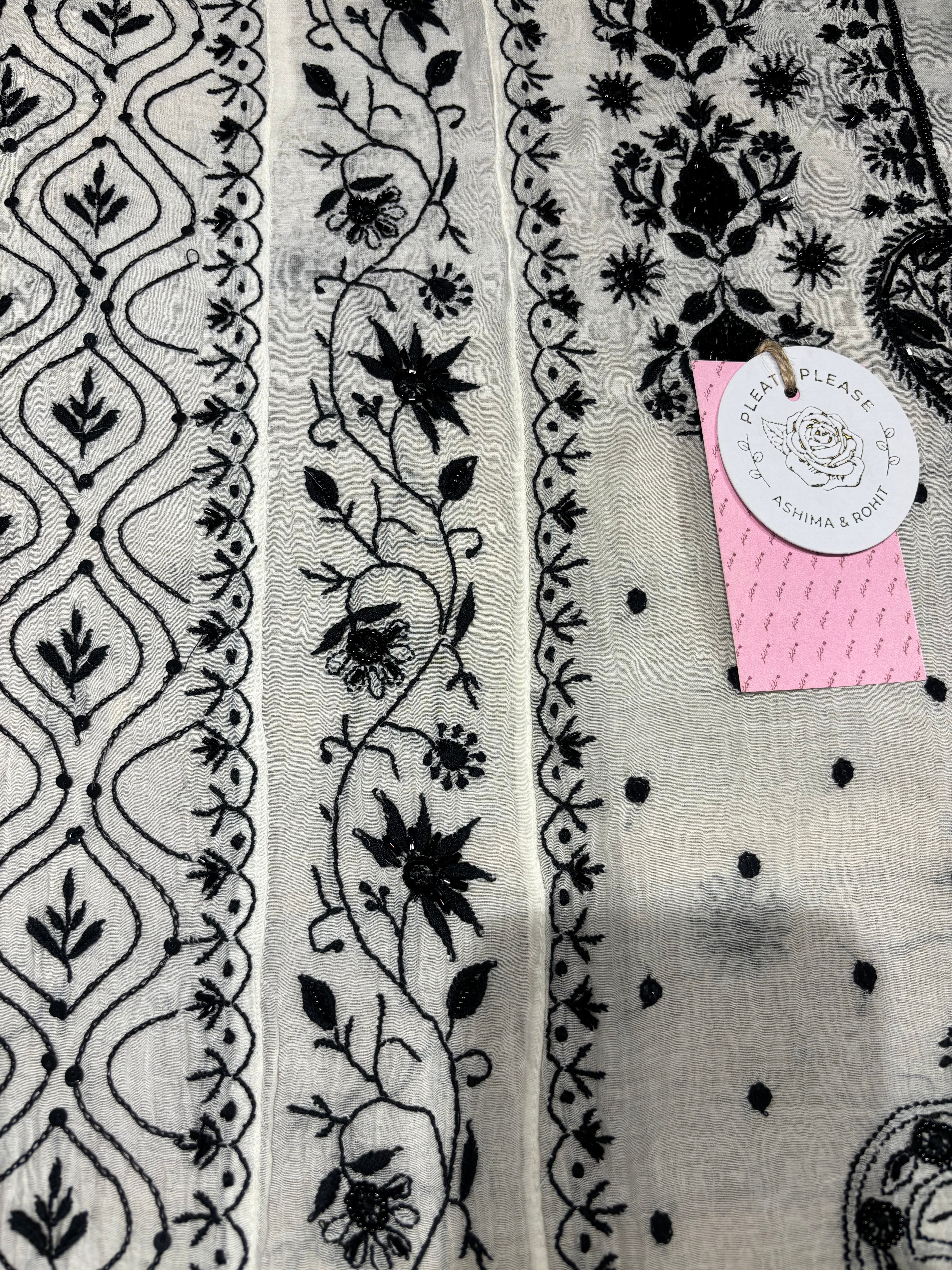 Dyeable Chanderi Mul Chikankari Kalidar Kurta and Dupatta Set