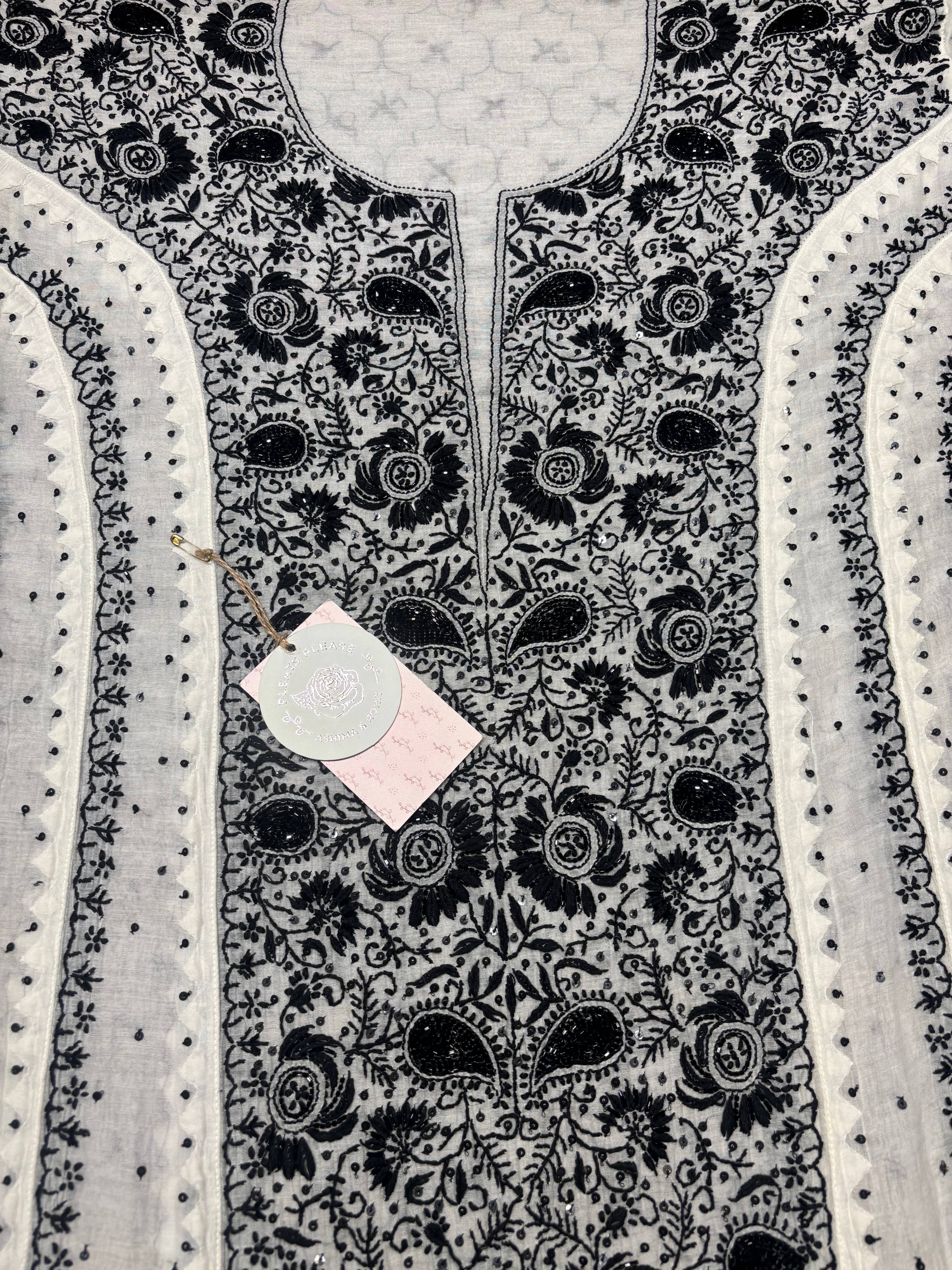 Dyeable Chanderi Mul Chikankari Anarkali and Dupatta set