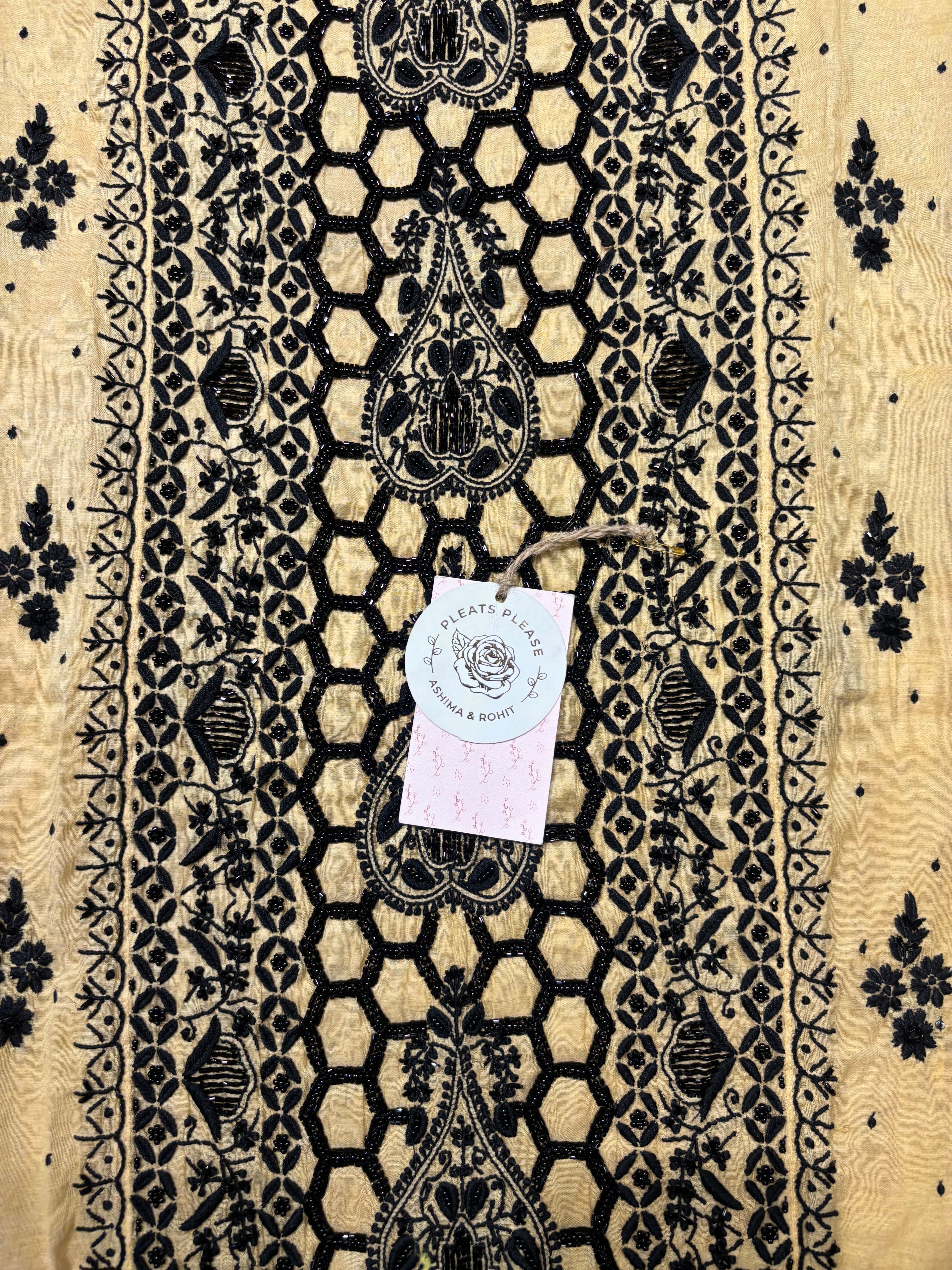 Beige Chanderi Mul Chikankari Kurta and Dupatta set