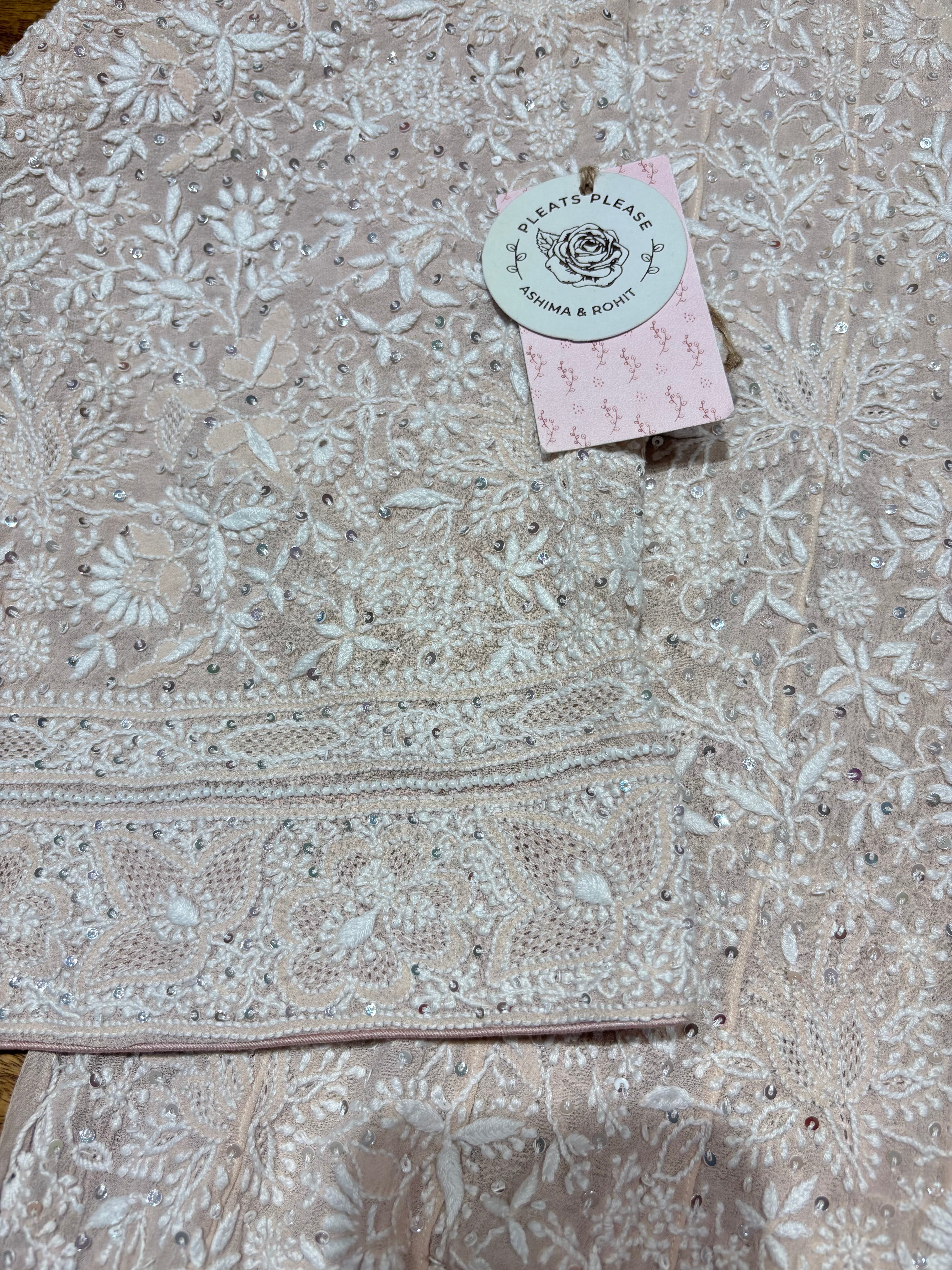 Apricot Pink Pure & Premium Georgette Anarkali & Dupatta Set
