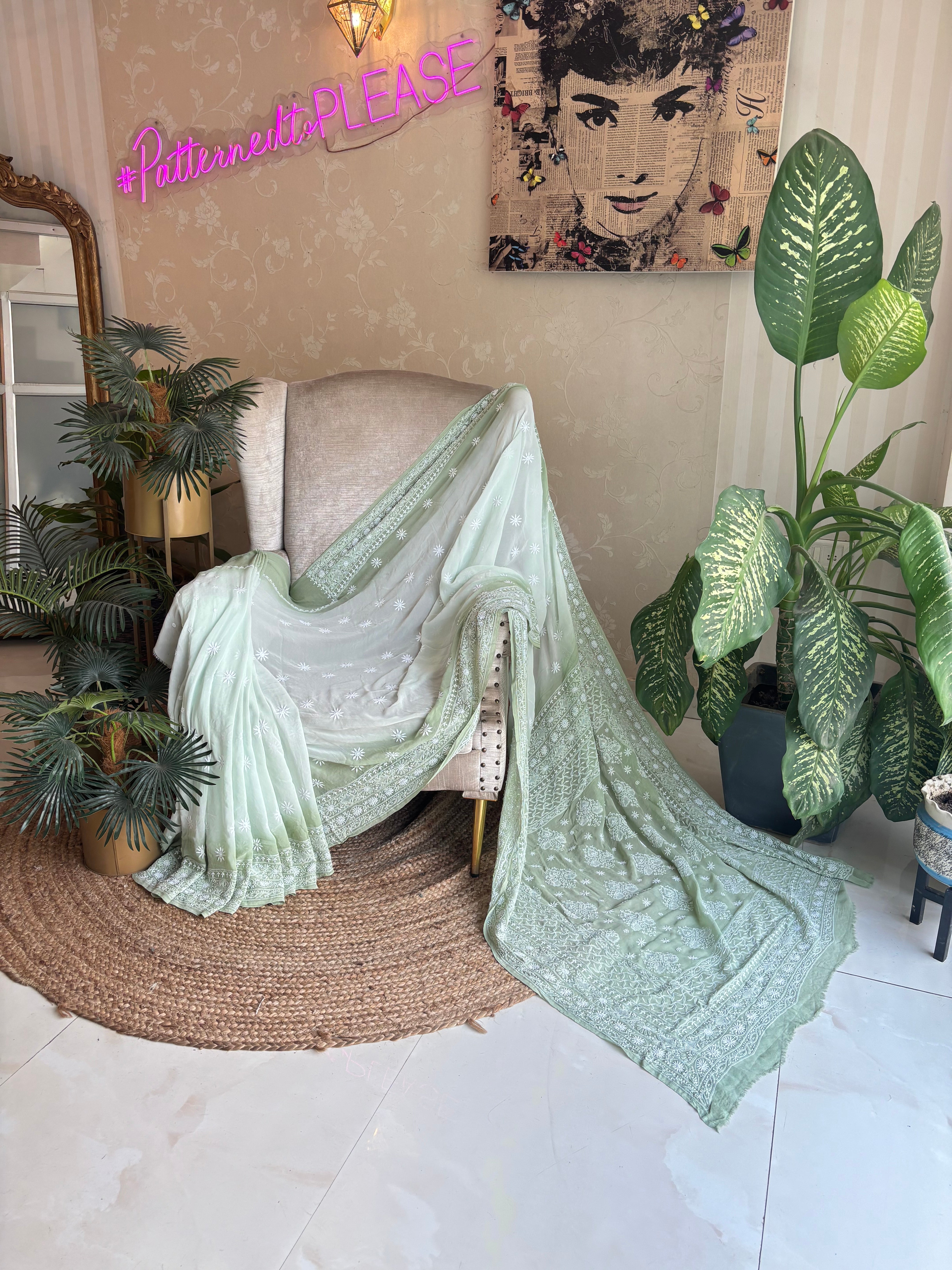 Green Ombre Pure and Premium Georgette saree