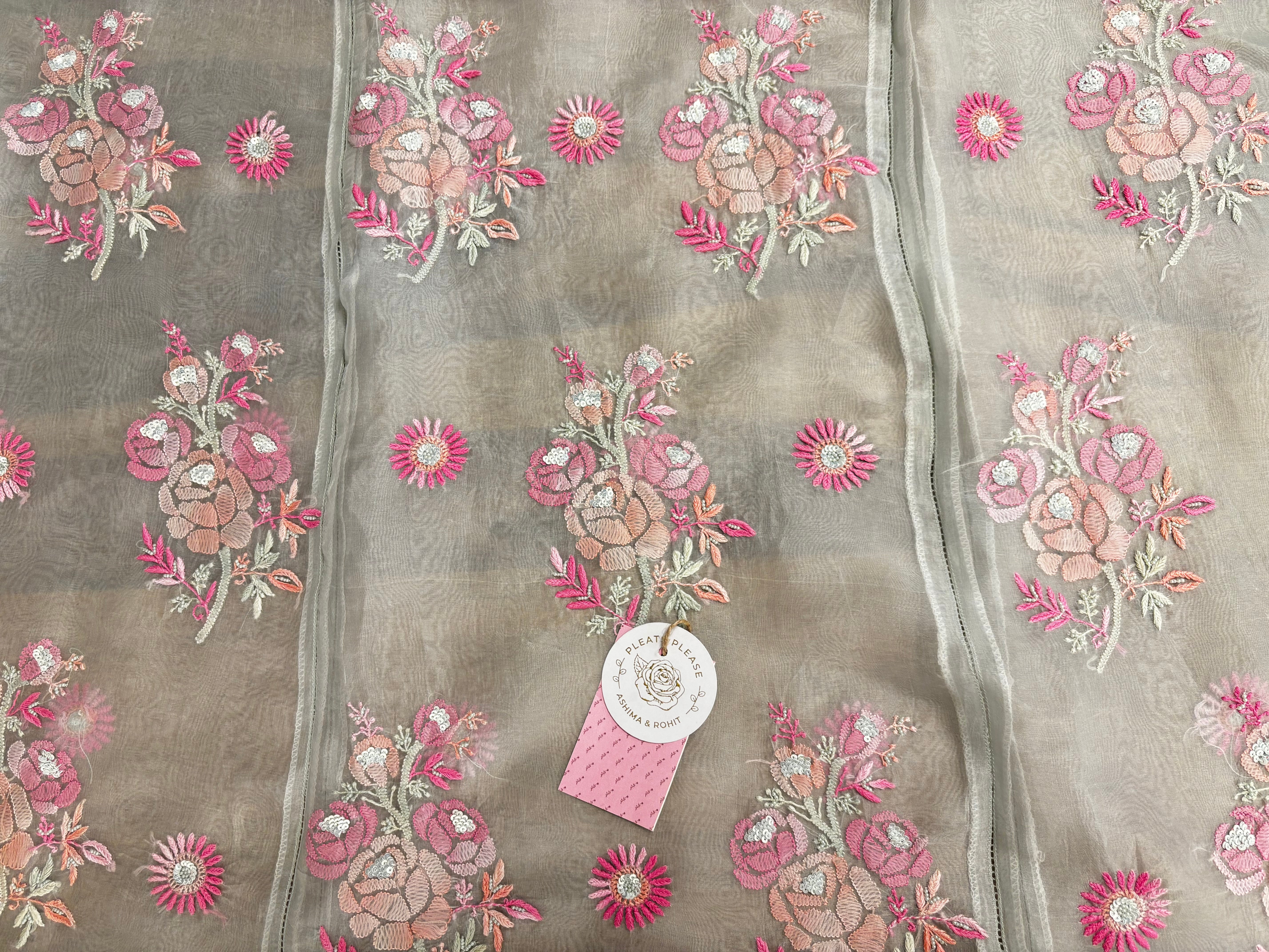 Mint Green Pure Organza Chikankari Kurta & Dupatta - Pleats PleaseChikankari
