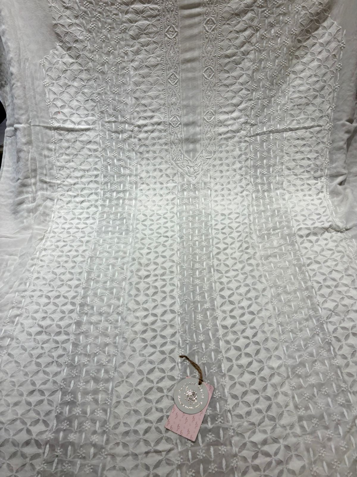 Dyeable Pure & Premium Georgette Chikankari Men’s Sherwani Fabric