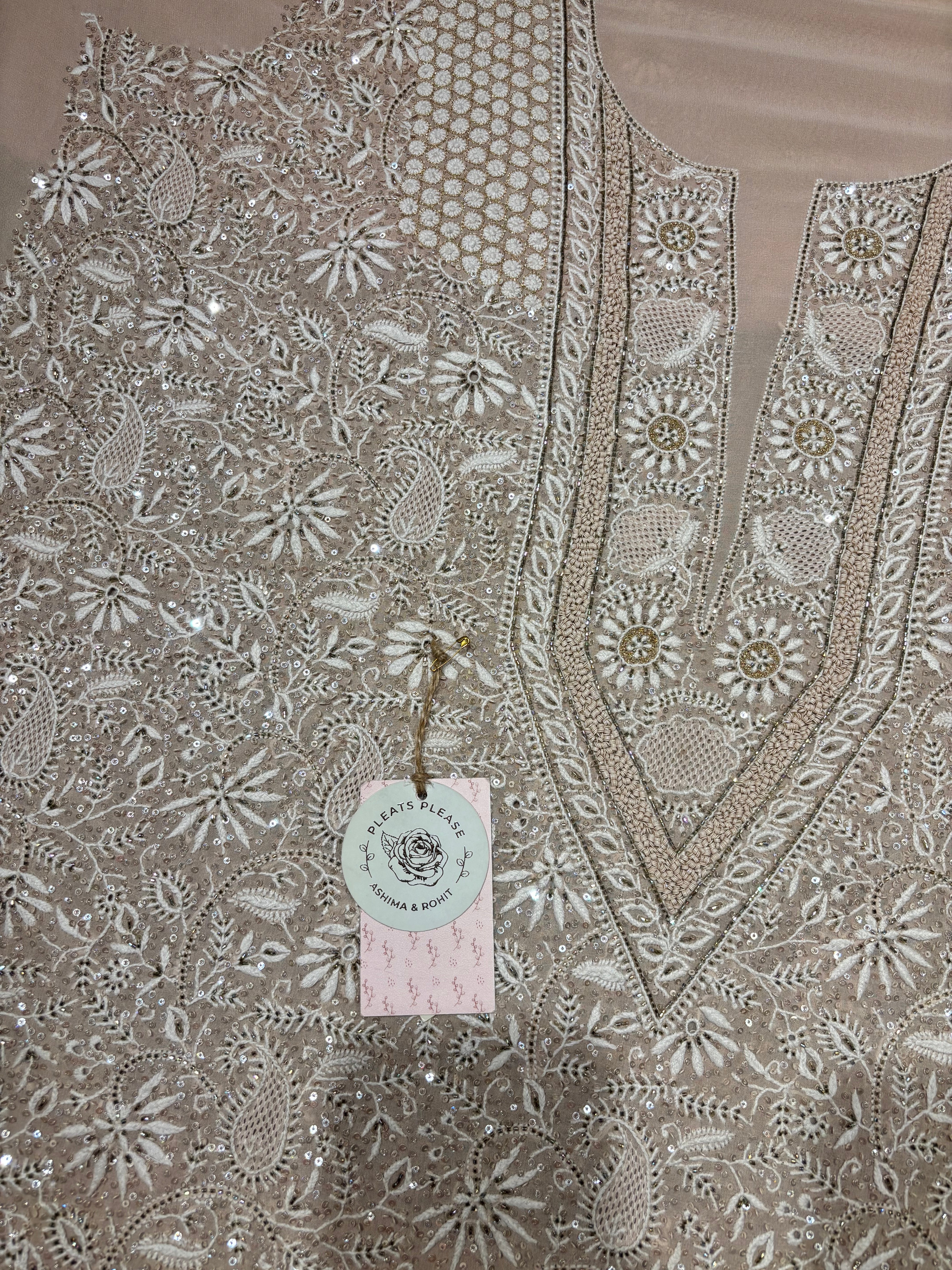 Nude Rose Pure And Premium Georgette Kurta And Dupatta Fabric