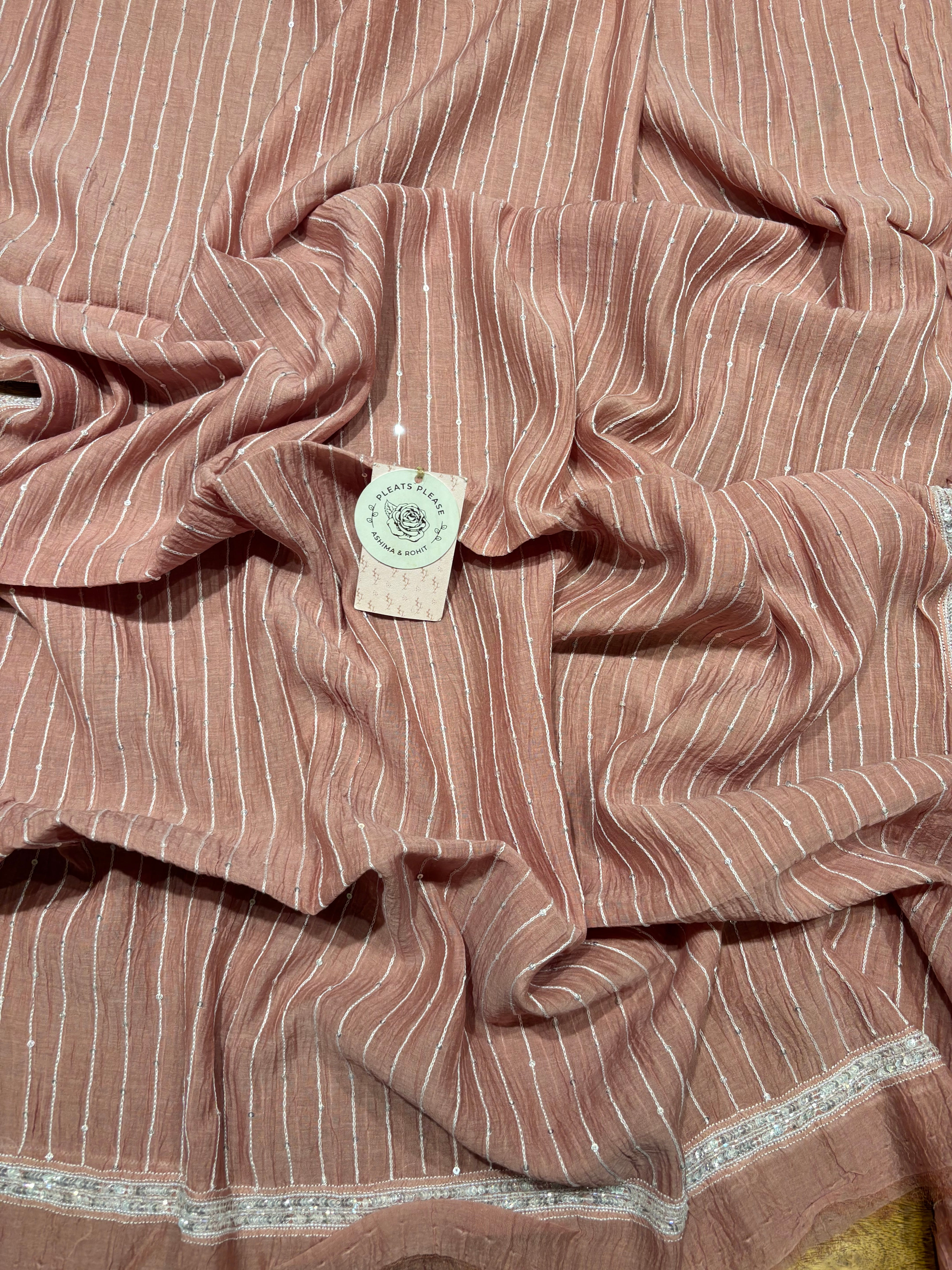 Brown chanderi Mul Chikankari kurta and Dupatta Set