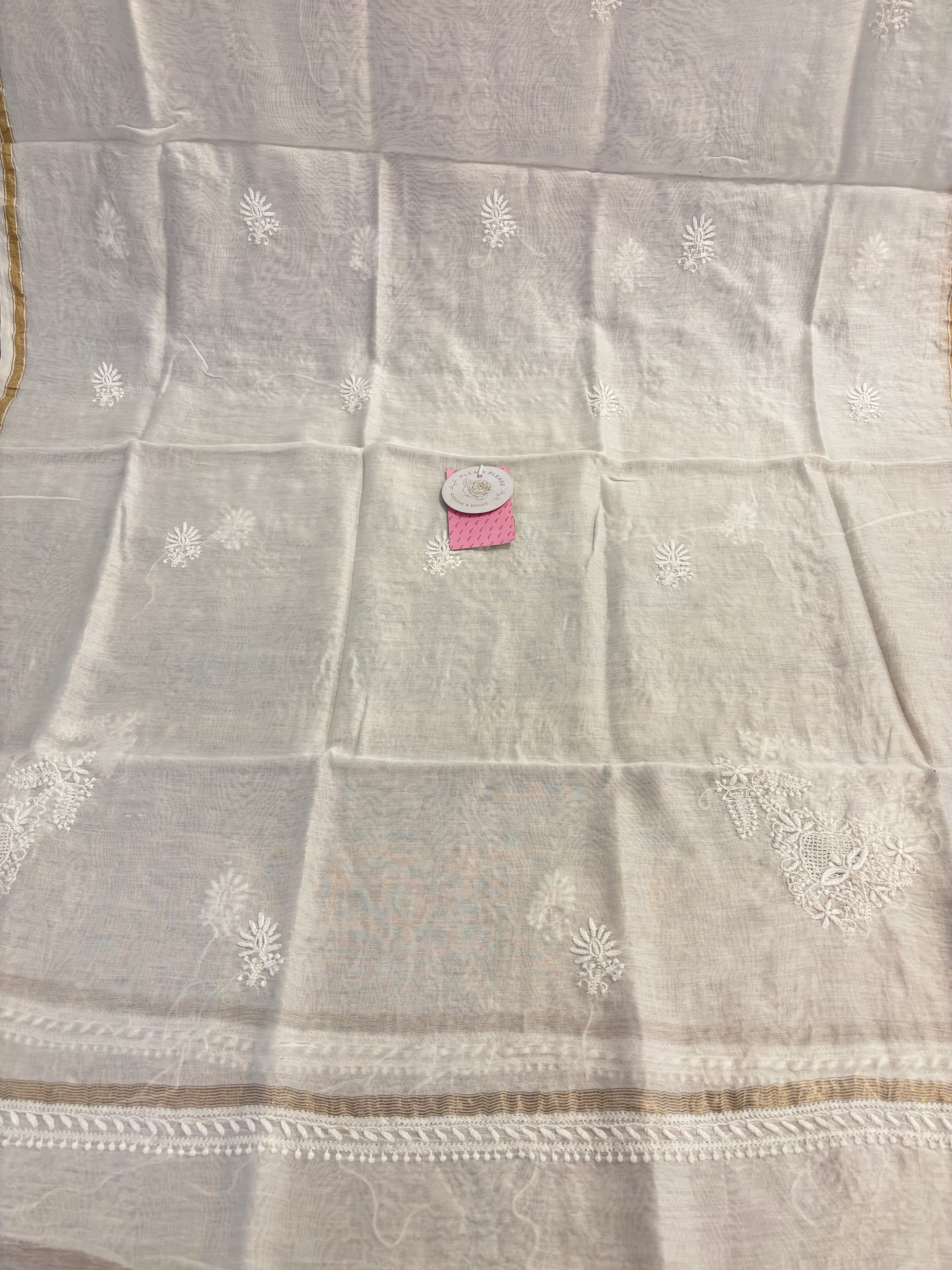 Dyeable Pure Chanderi Chikankari Kurta & Dupatta Set