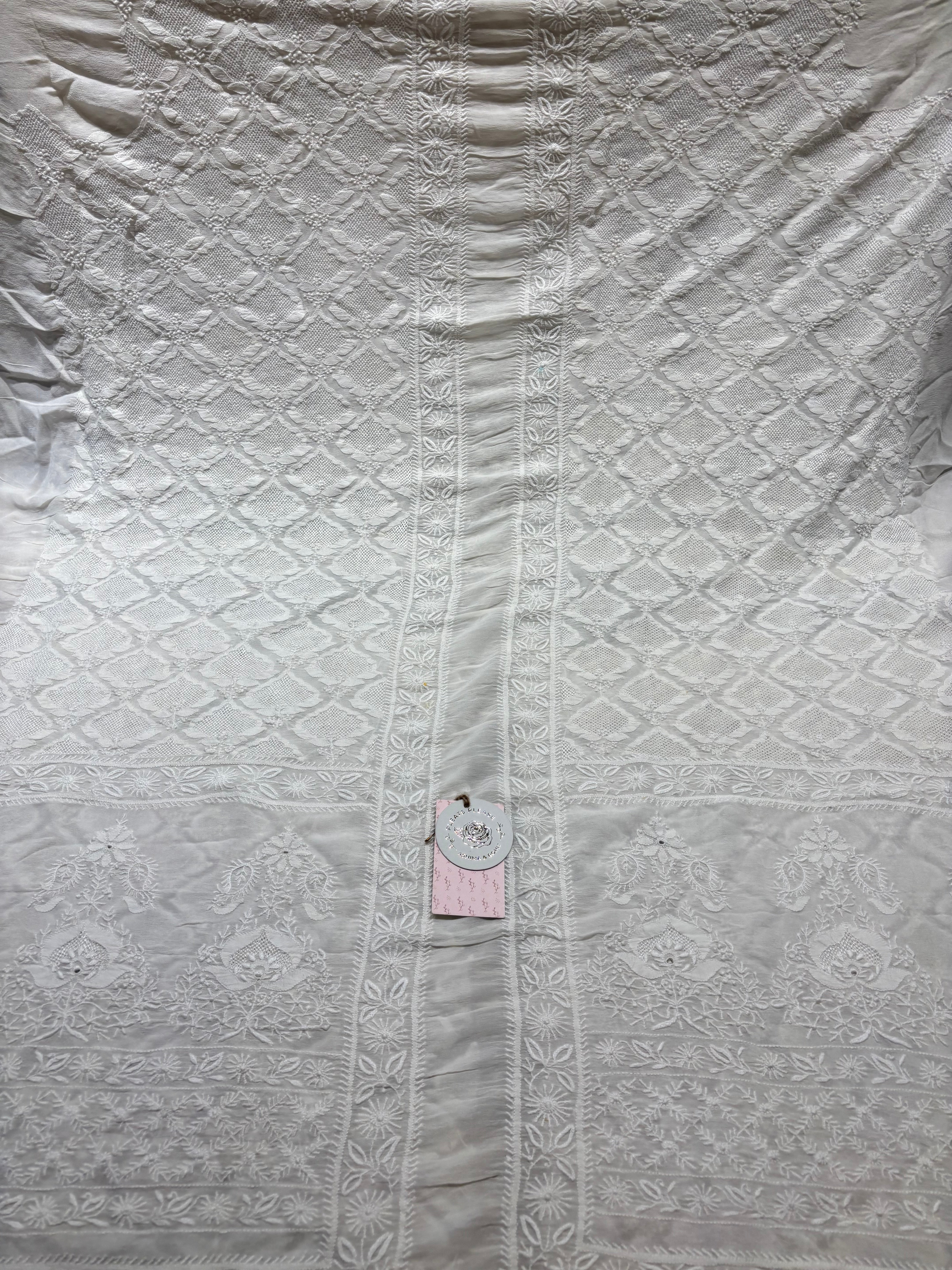 Dyeable Pure and Premium Georgette Chikankari Men’s Sherwani