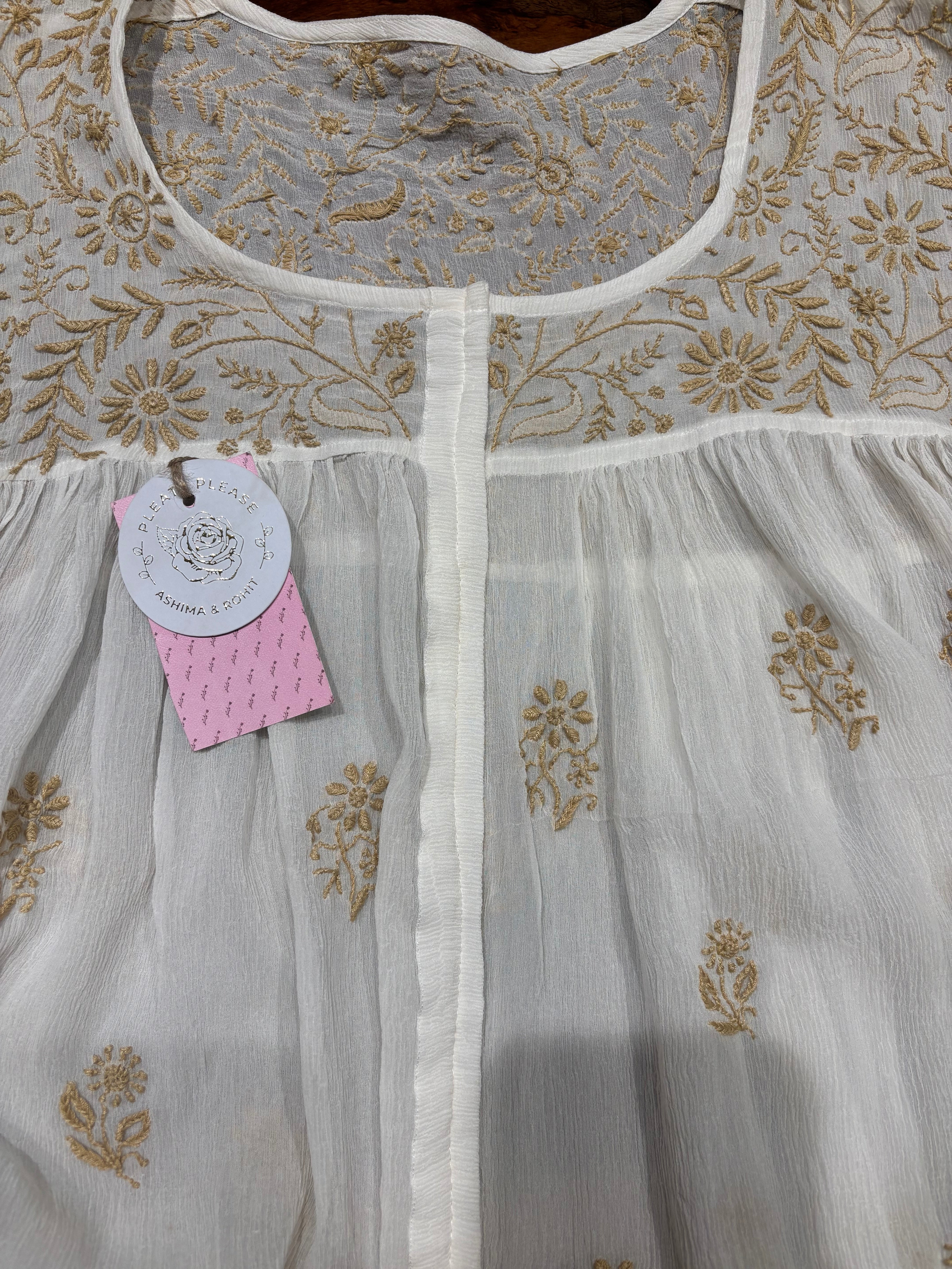 Dyeable Pure and Premium Chiffon Chikankari Top