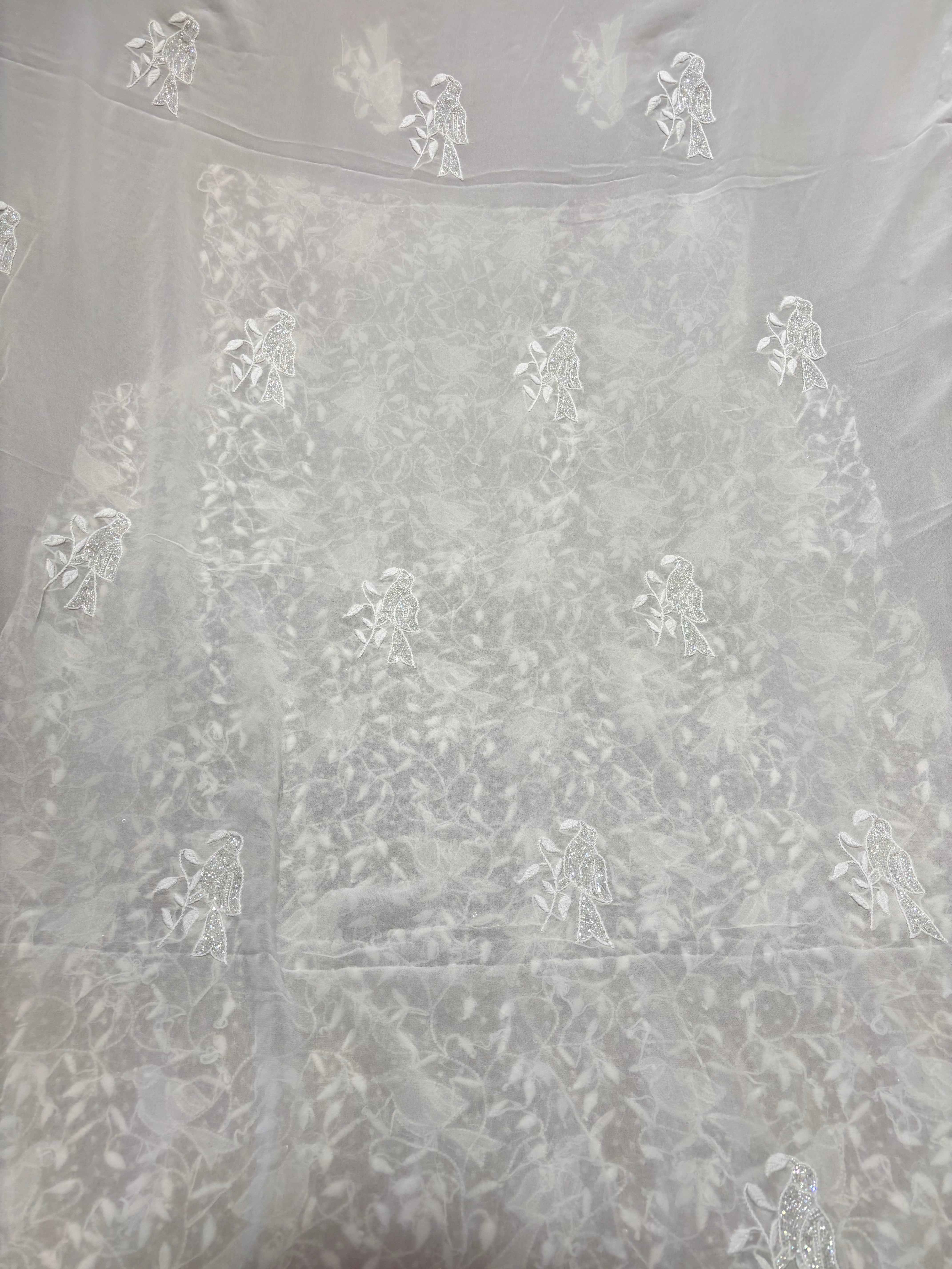 Dyeable Pure and Premium Georgette Chikankari Kurta and Dupatta Fabric