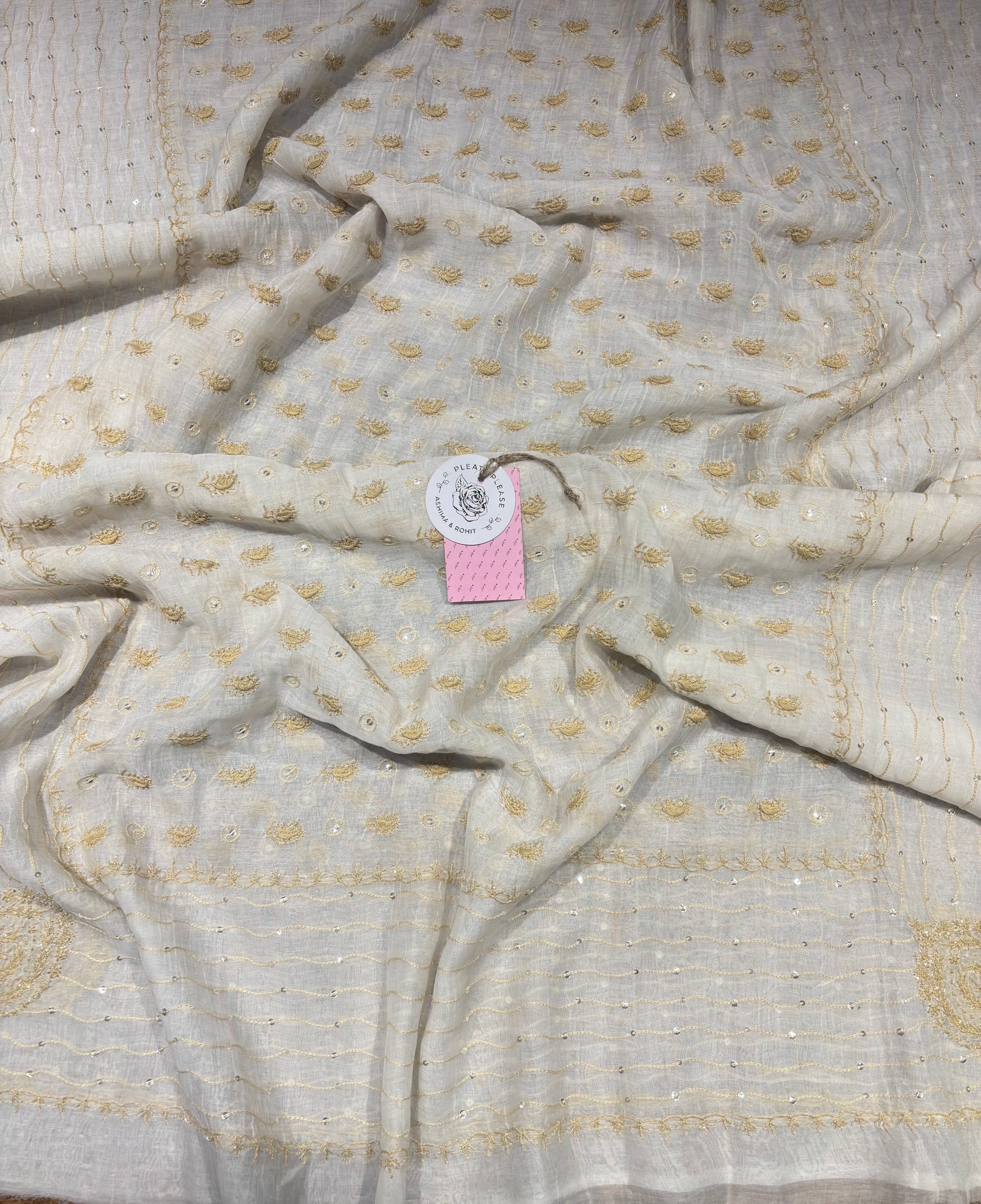 Dyeable Chanderi Mul Chikankari Anarkali & Dupatta Set