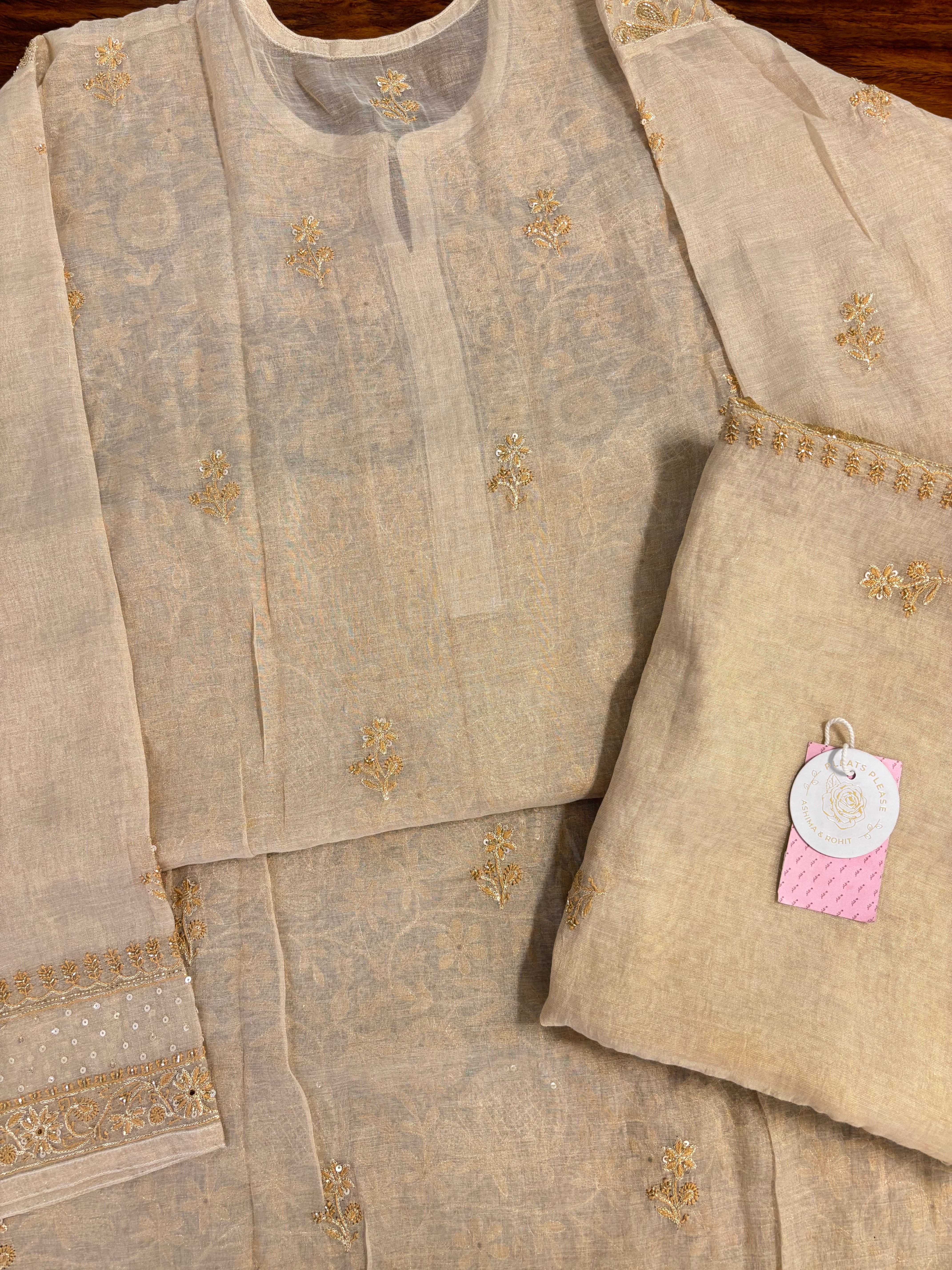 Dyeable Pure Tissue Chikankari Kurta & Dupatta