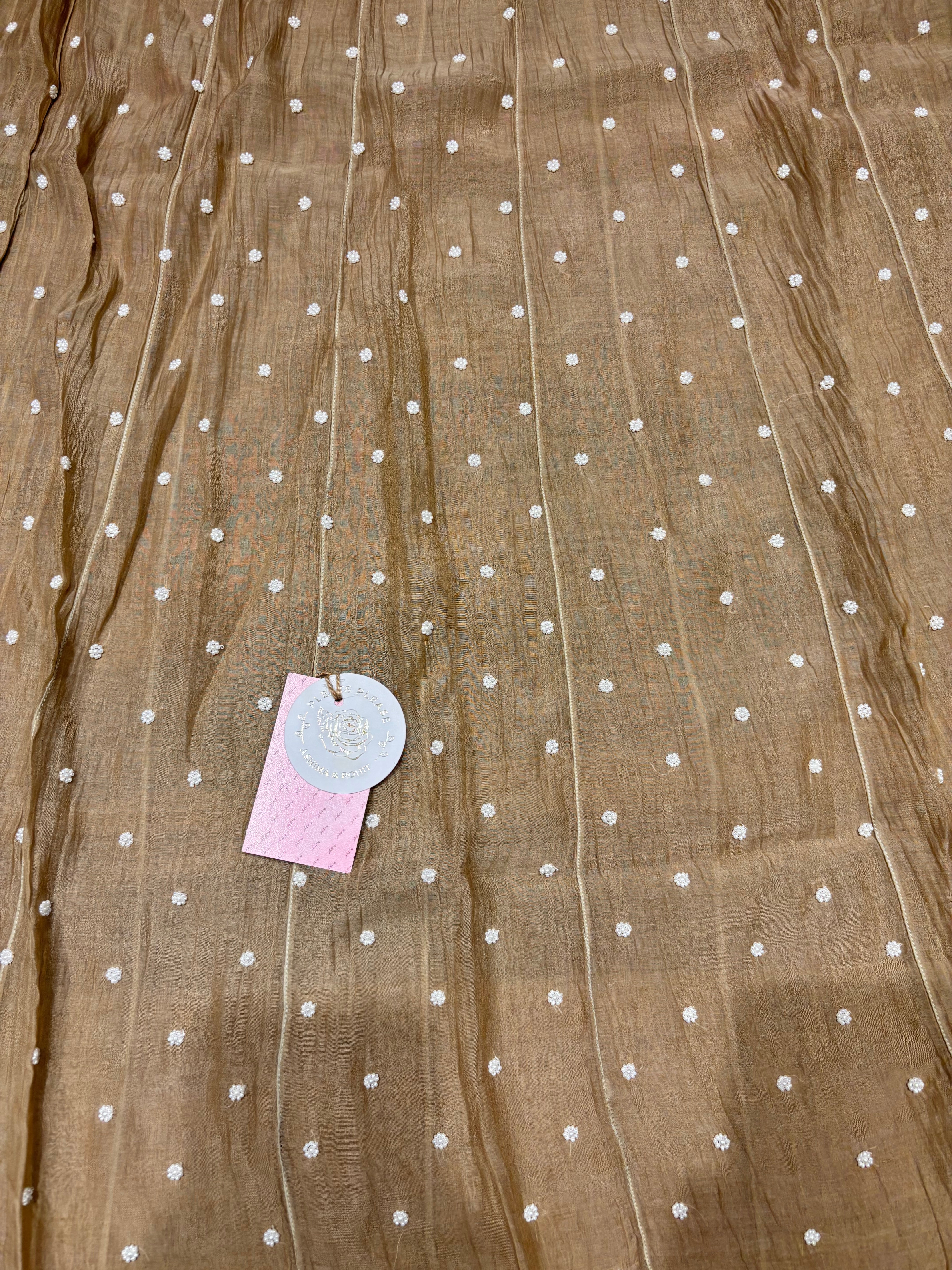 Brown Chanderi Mul Chikankari Anarkali and Dupatta Set