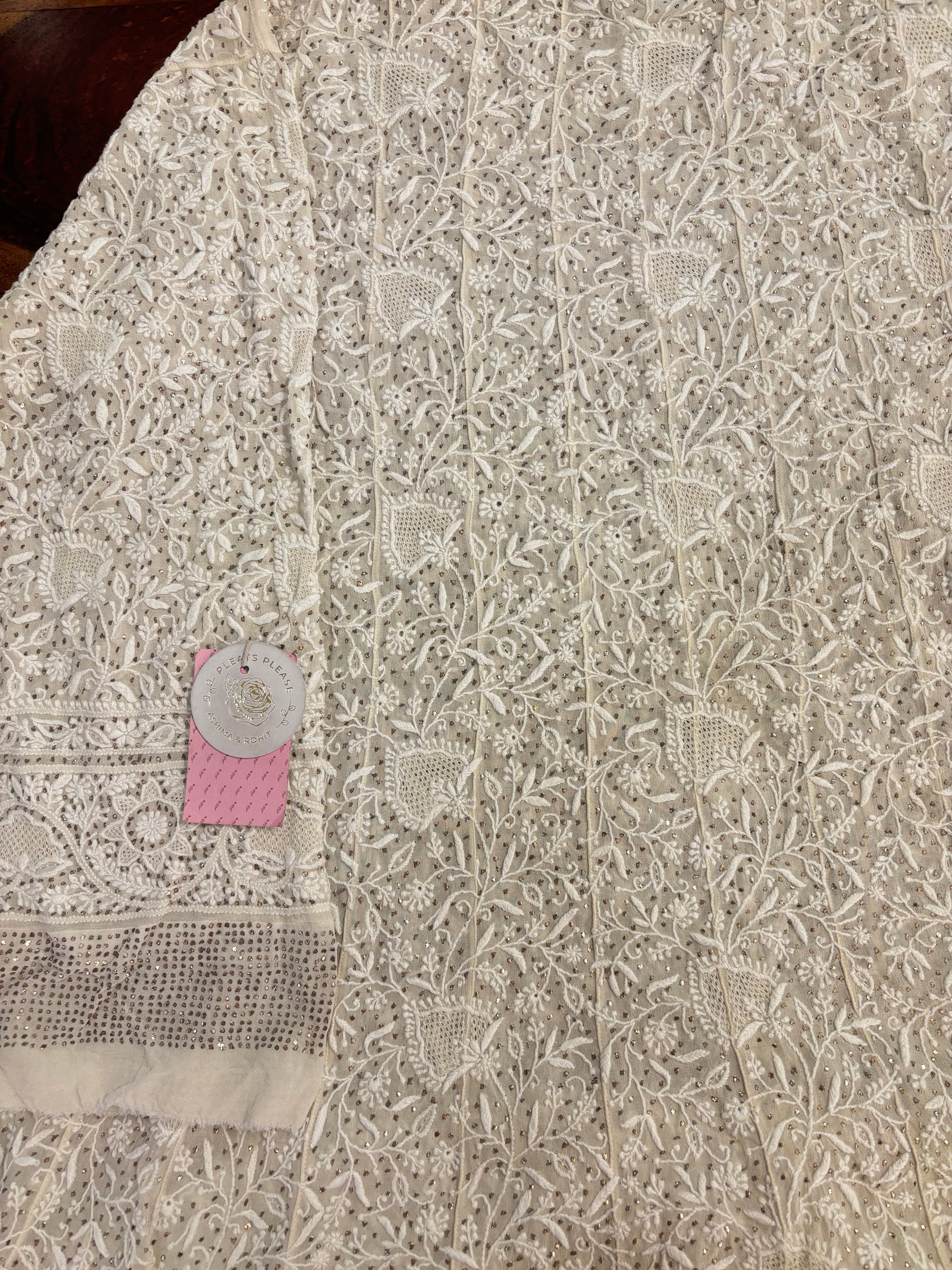 Dyeable Pure & Premium Mukaish & Chikankari A-Line Anarkali & Dupatta Set