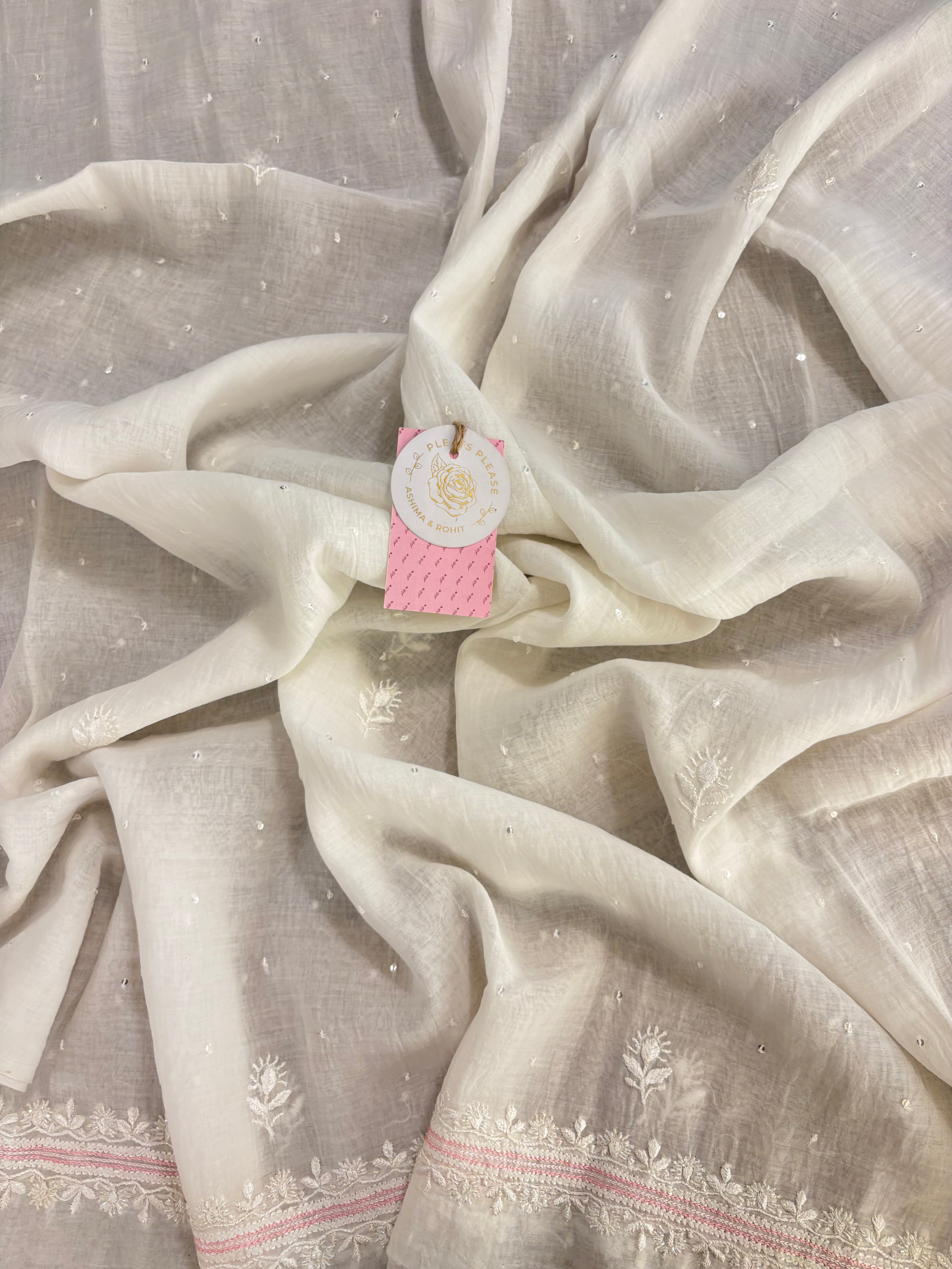 Dyeable Chanderi Parsi Gara Chikankari Kurta & Dupatta