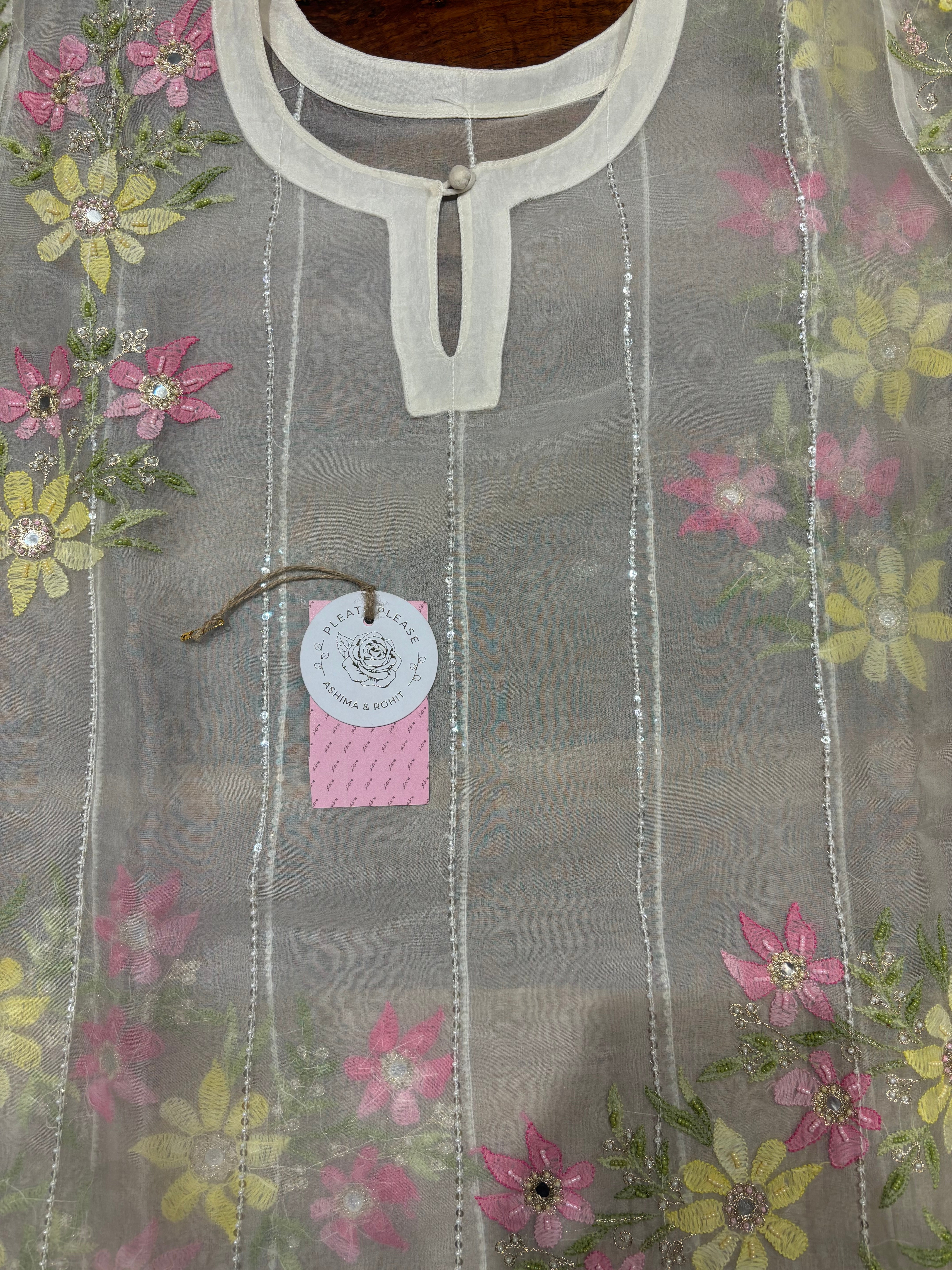 Dyeable Pure and Premium Organza Silk Chikankari Kurta and Dupatta Set