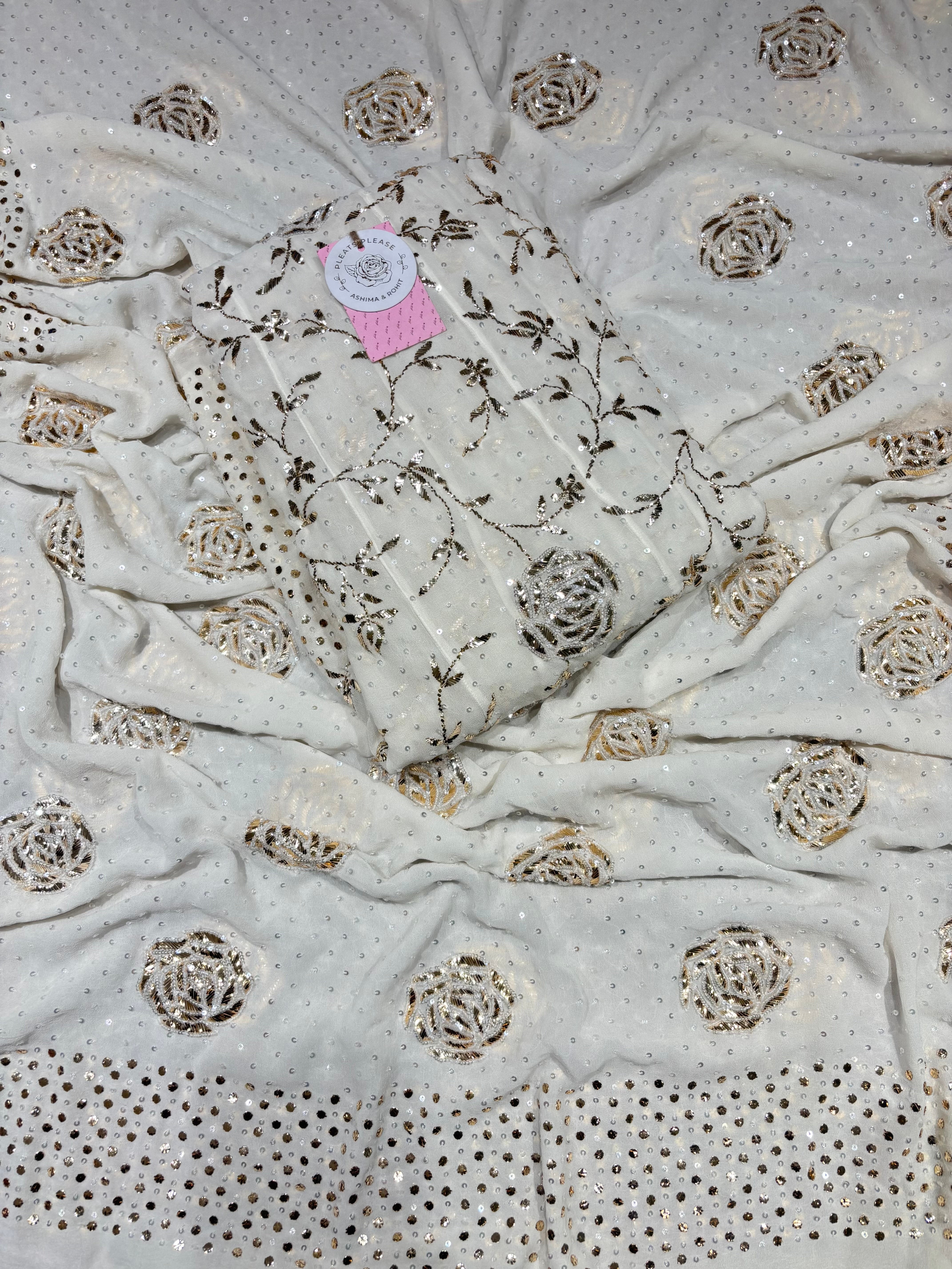 Dyeable Pure & Premium Georgette Mukaish Anarkali & Dupatta Set