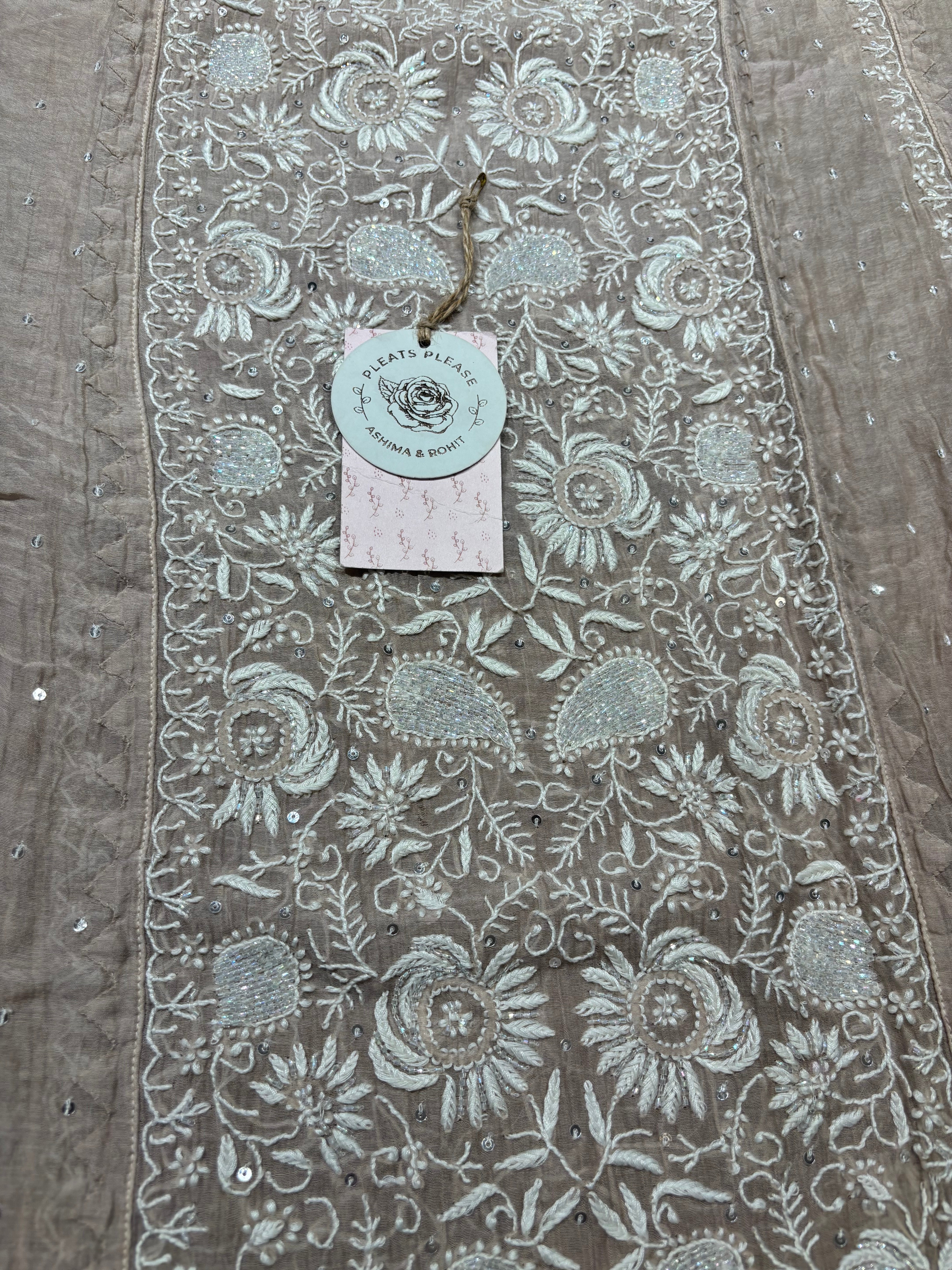 Chanderi Mul Chikankari Anarkali and Dupatta set