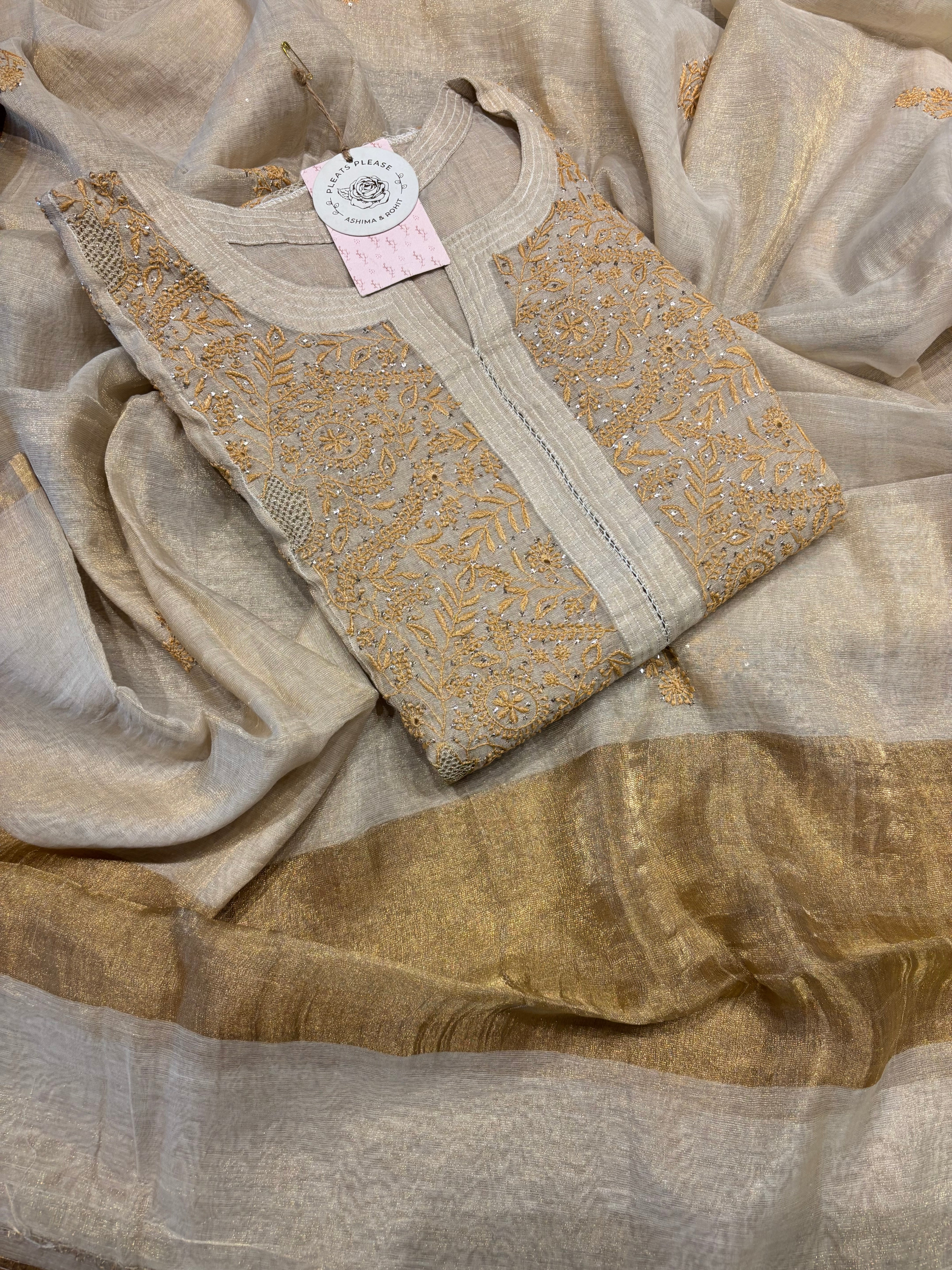 Dyeable Pure and Premium Tissue Straight Kurta and Dupatta set