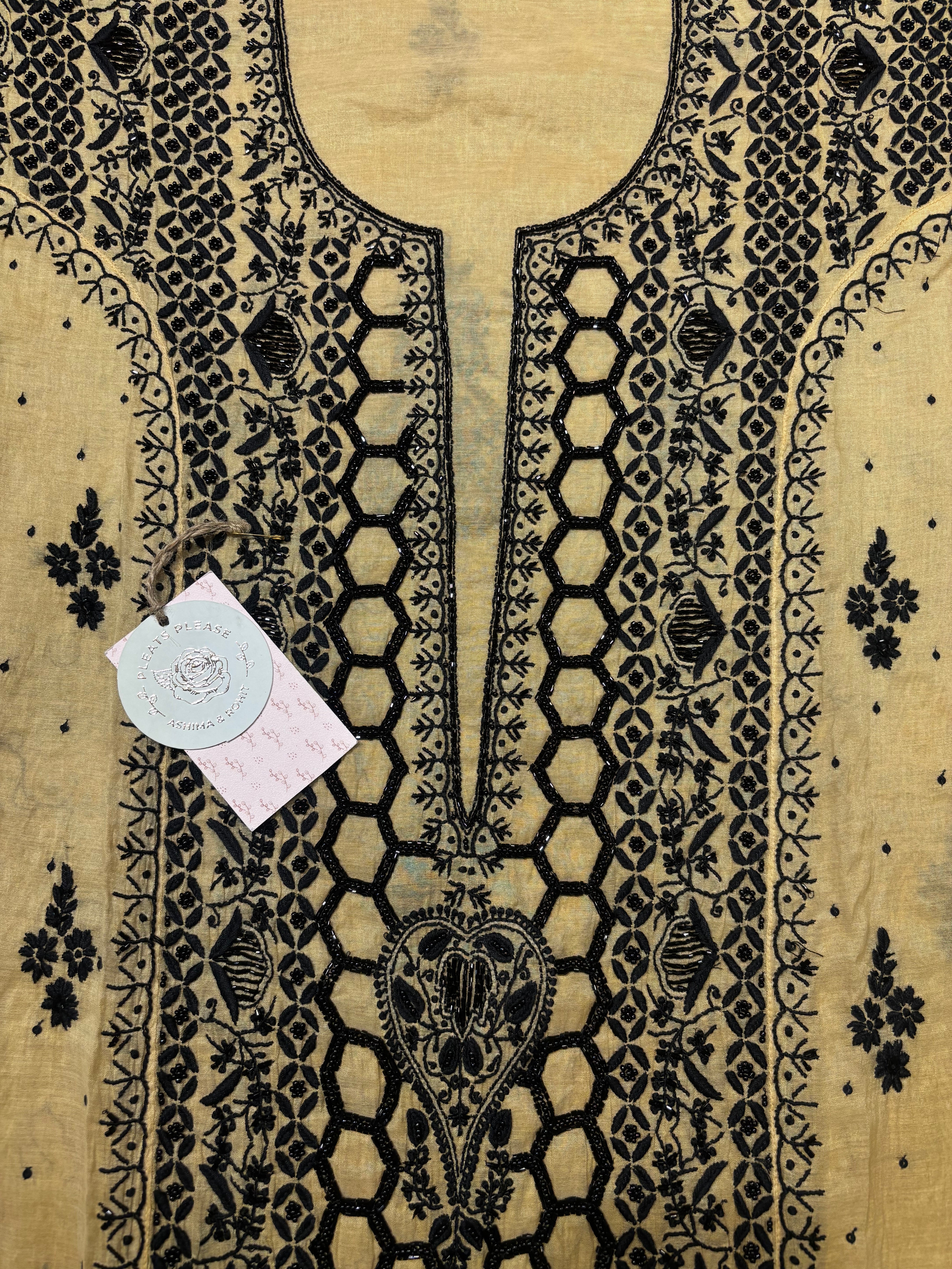 Beige Chanderi Mul Chikankari Kurta and Dupatta set