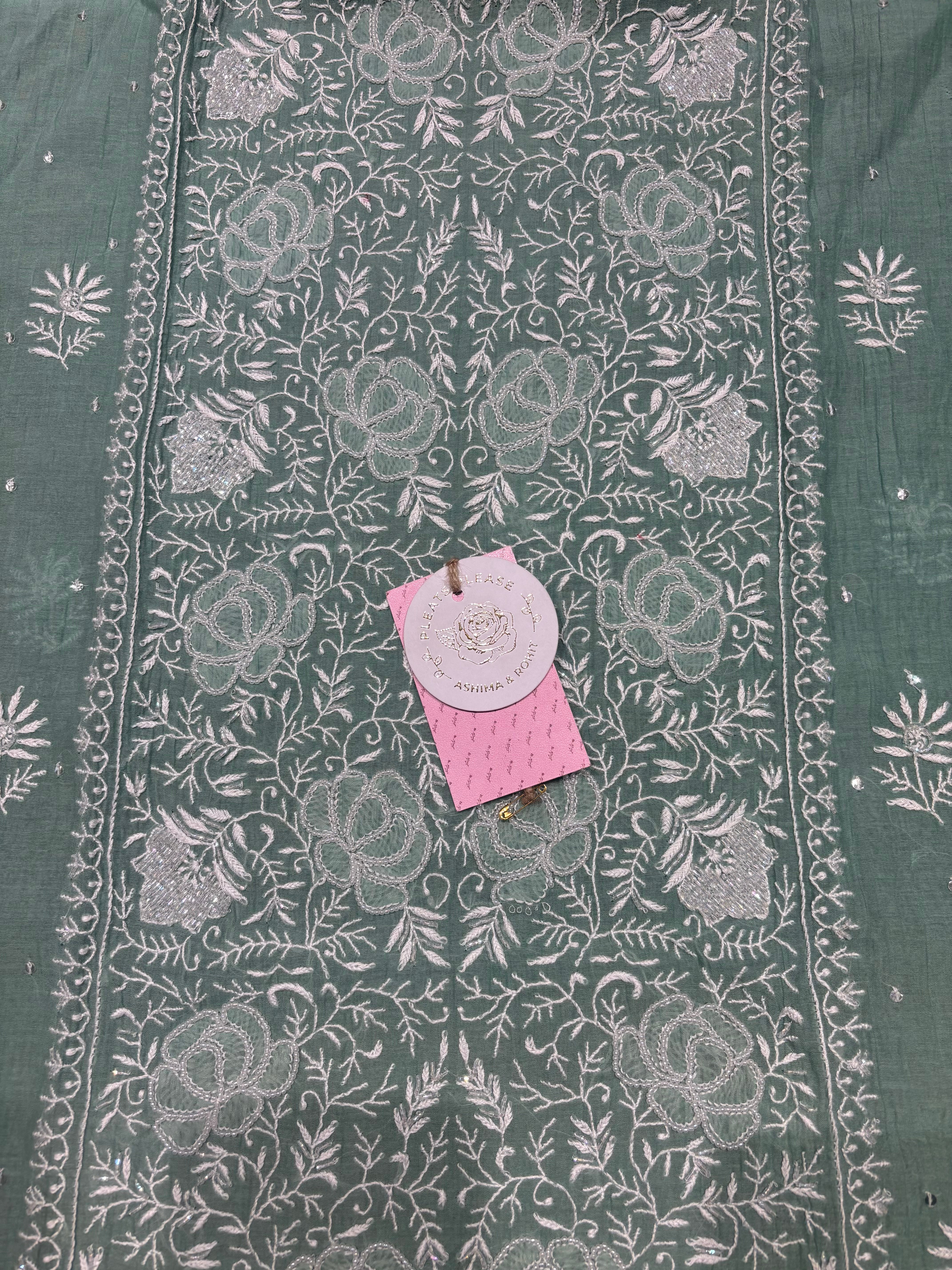 Jade Green Chanderi Mul Chikankari Kurta & Dupatta Set