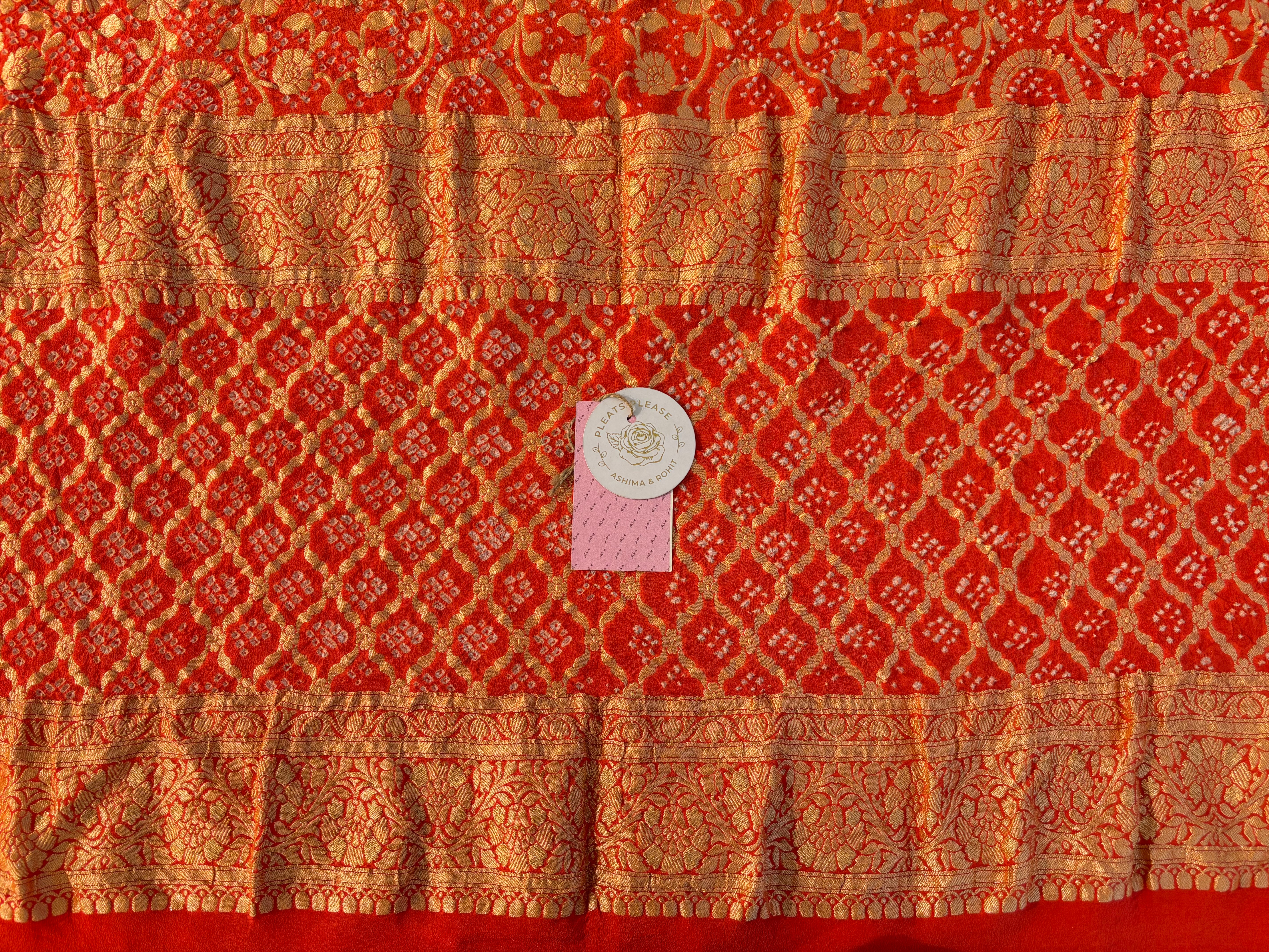 Burnt Orange Khaddi Georgette Neemzari Dupatta