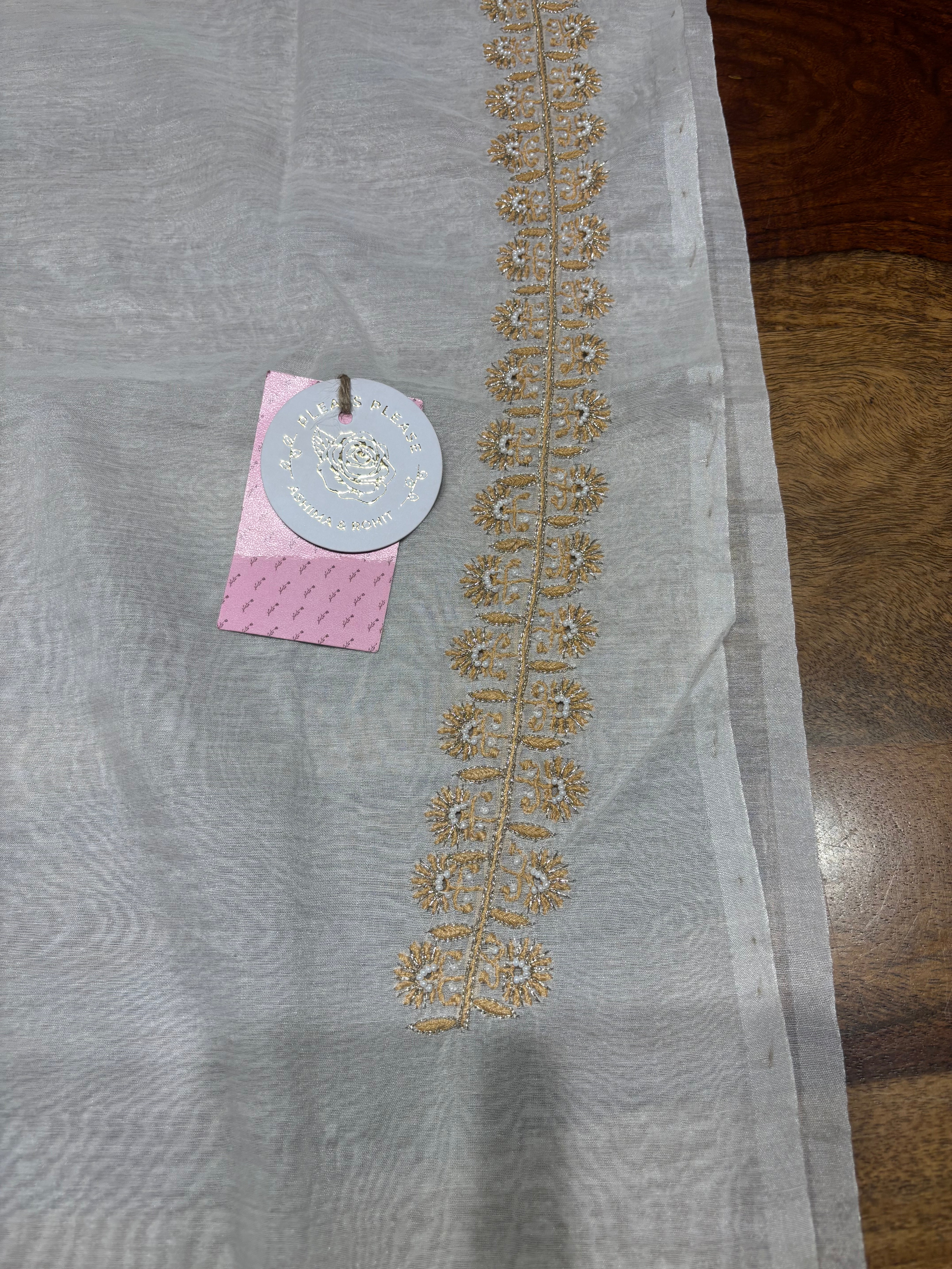 Dyeable Chanderi Silk Chikankari Men’s Kurta Fabric