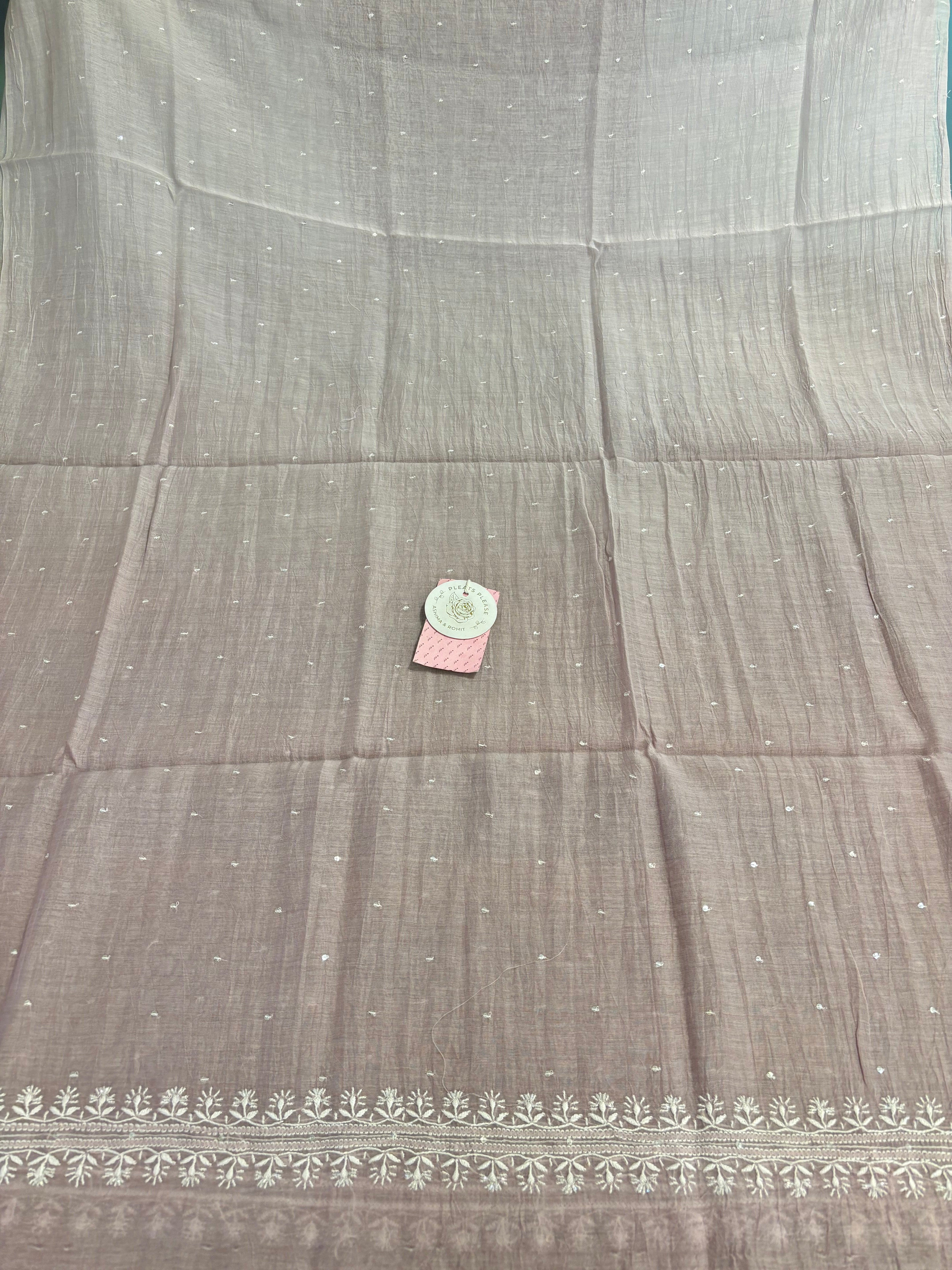 Dusky Lilac Pure Chanderi Ombre Chikankari Kurta & Dupatta Set - Pleats PleaseChikankari