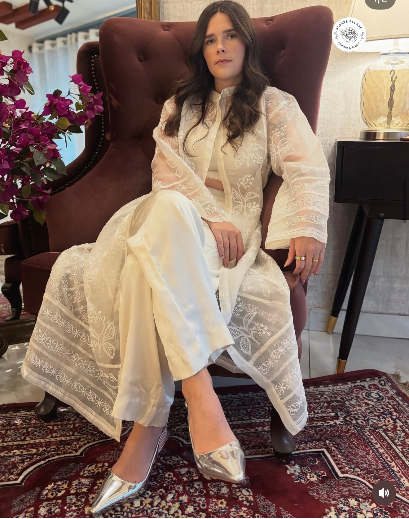 Ivory Pure Organza Silk overlay ensemble