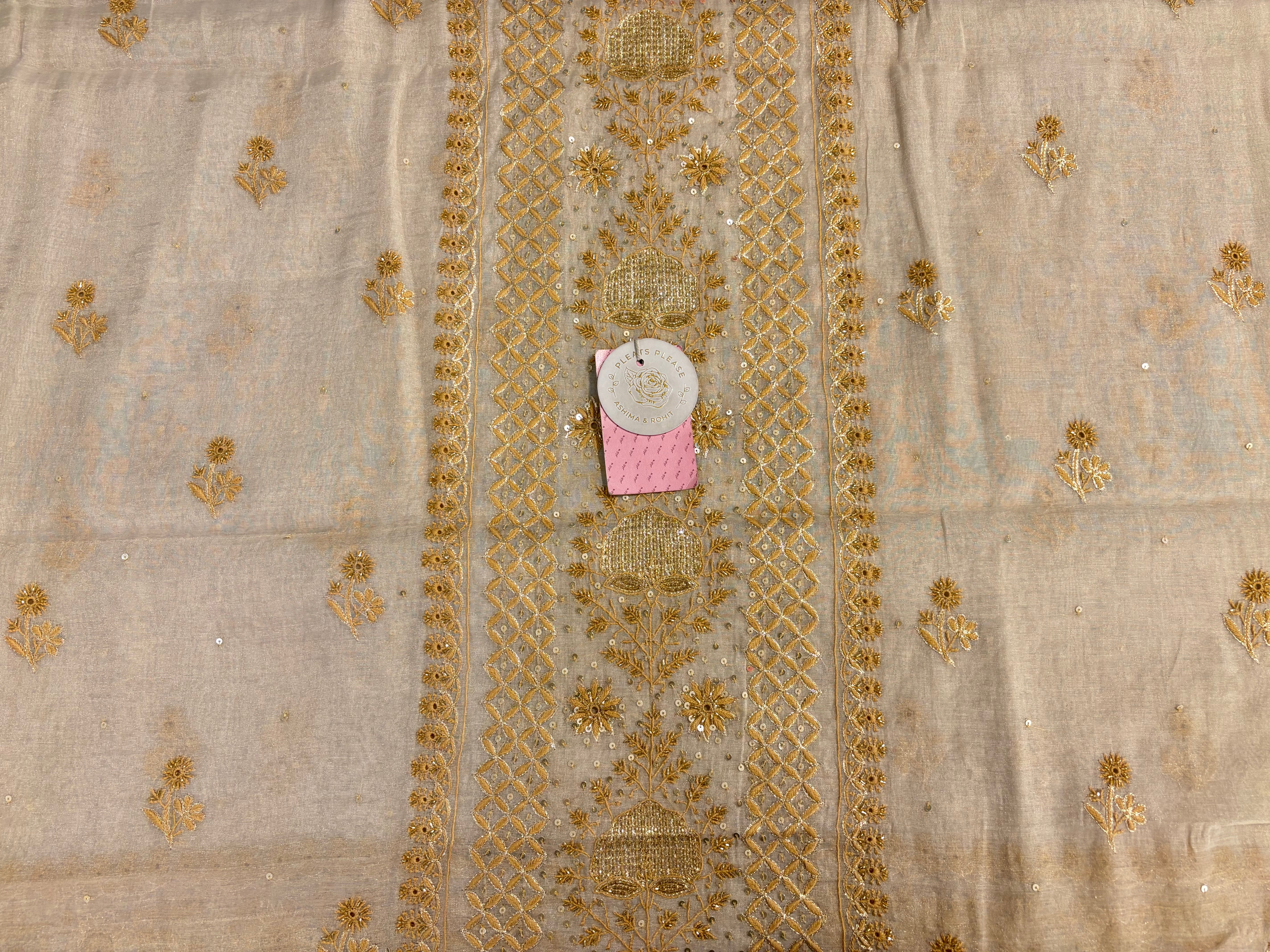 Dyeable Pure & Premium Silver Tissue Chikankari Kurta & Dupatta - Pleats PleaseChikankari