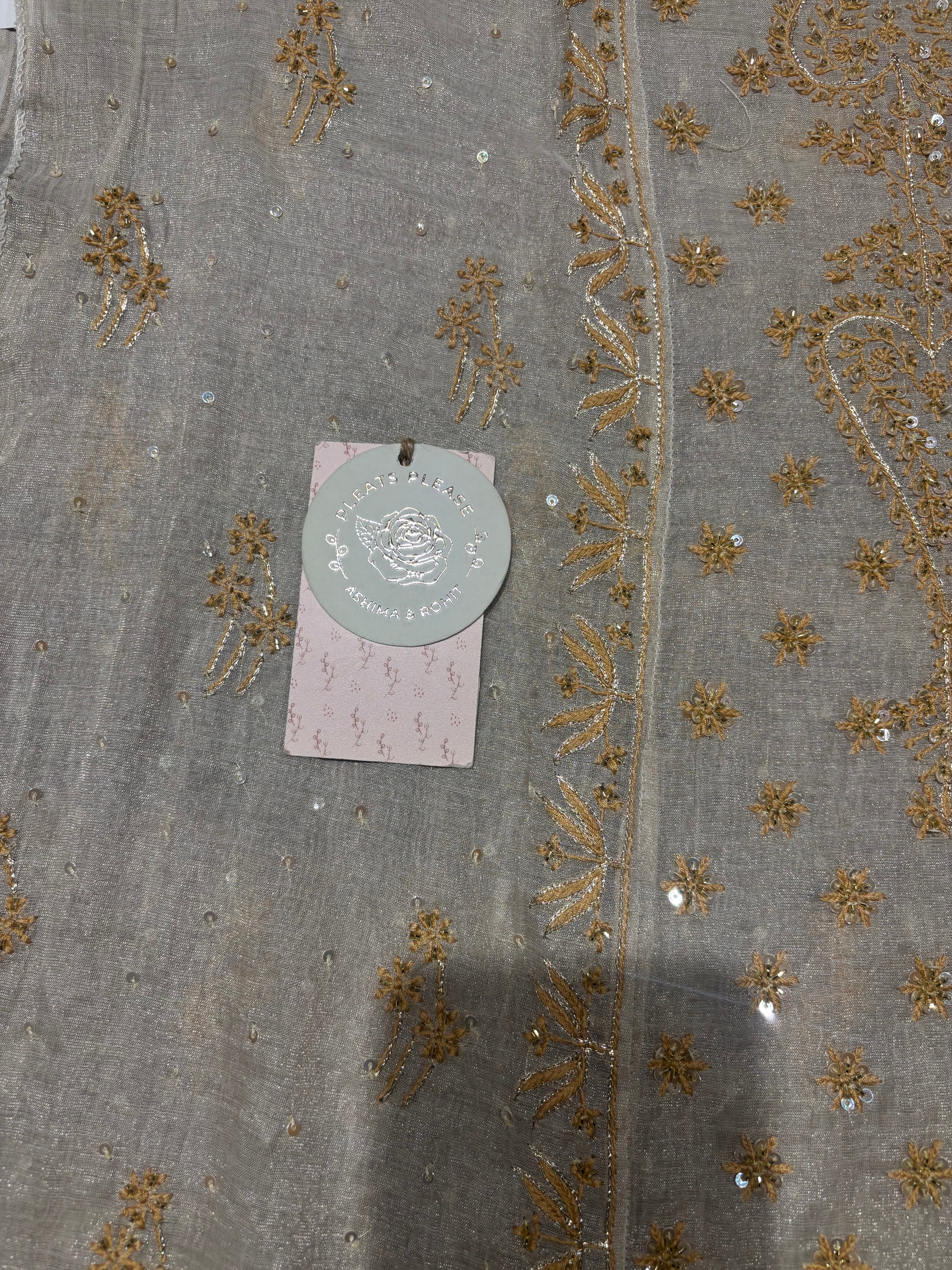 Dyeable Pure & Premium Silver Tissue Chikankari Kurta & Dupatta Set