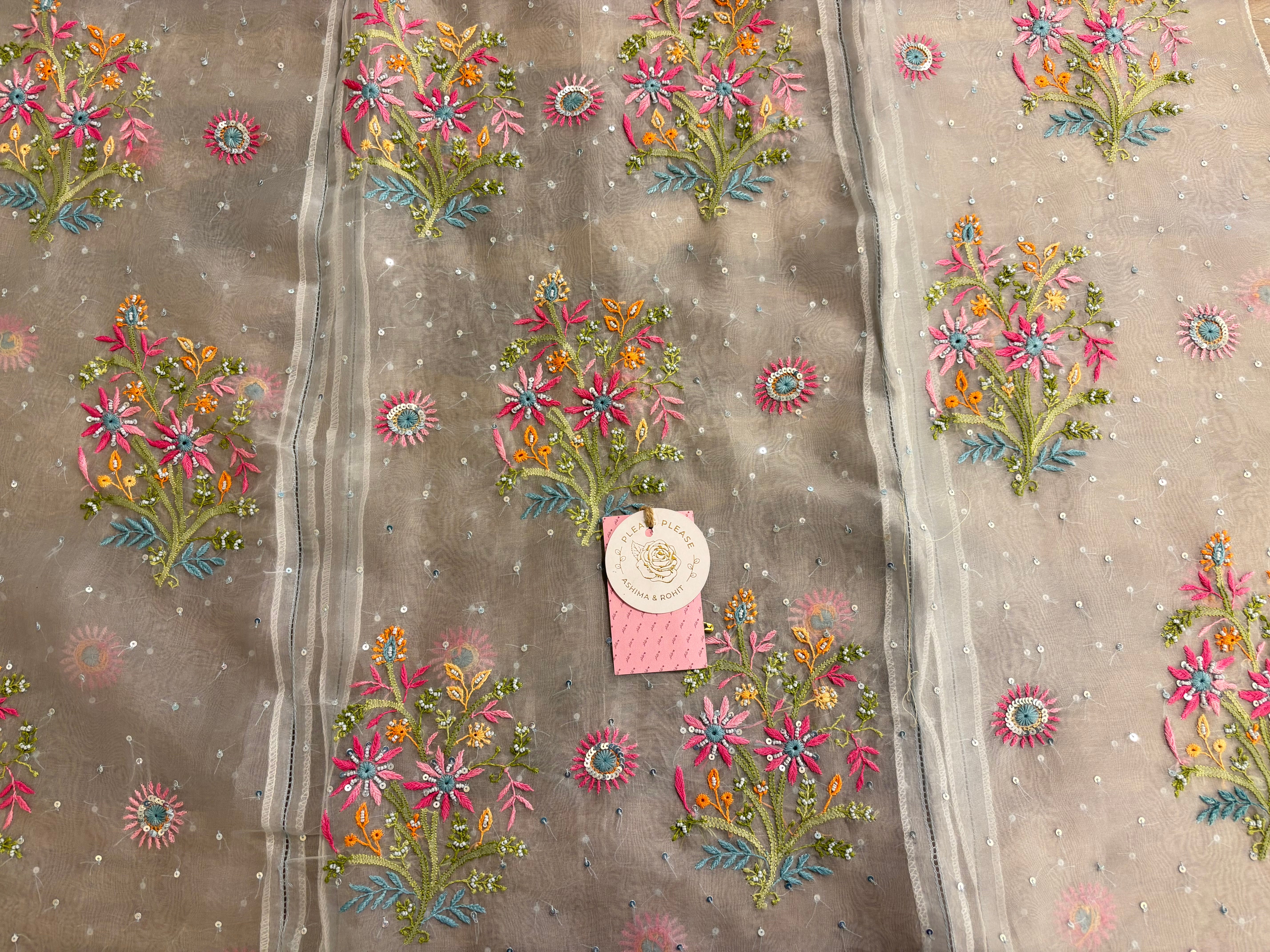 Pastel Blue Pure Organza Chikankari Kurta & Dupatta