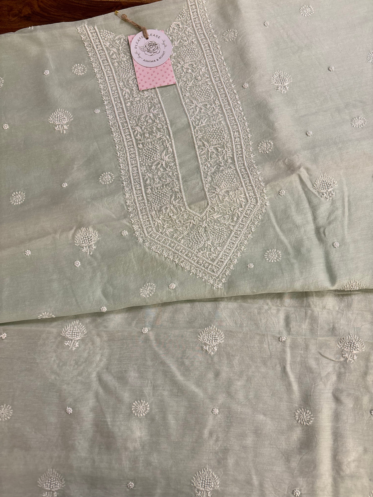 Mint Green Chanderi Silk Chikankari Men’s Kurta