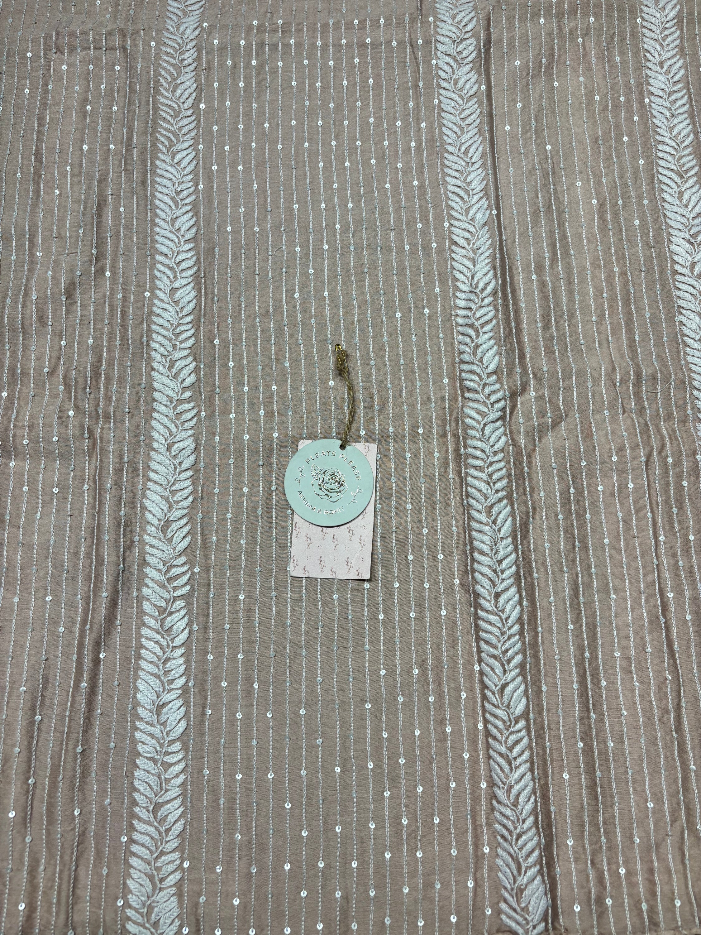 Rose Gold Chanderi Silk Chikankari Men’s Kurta Fabric