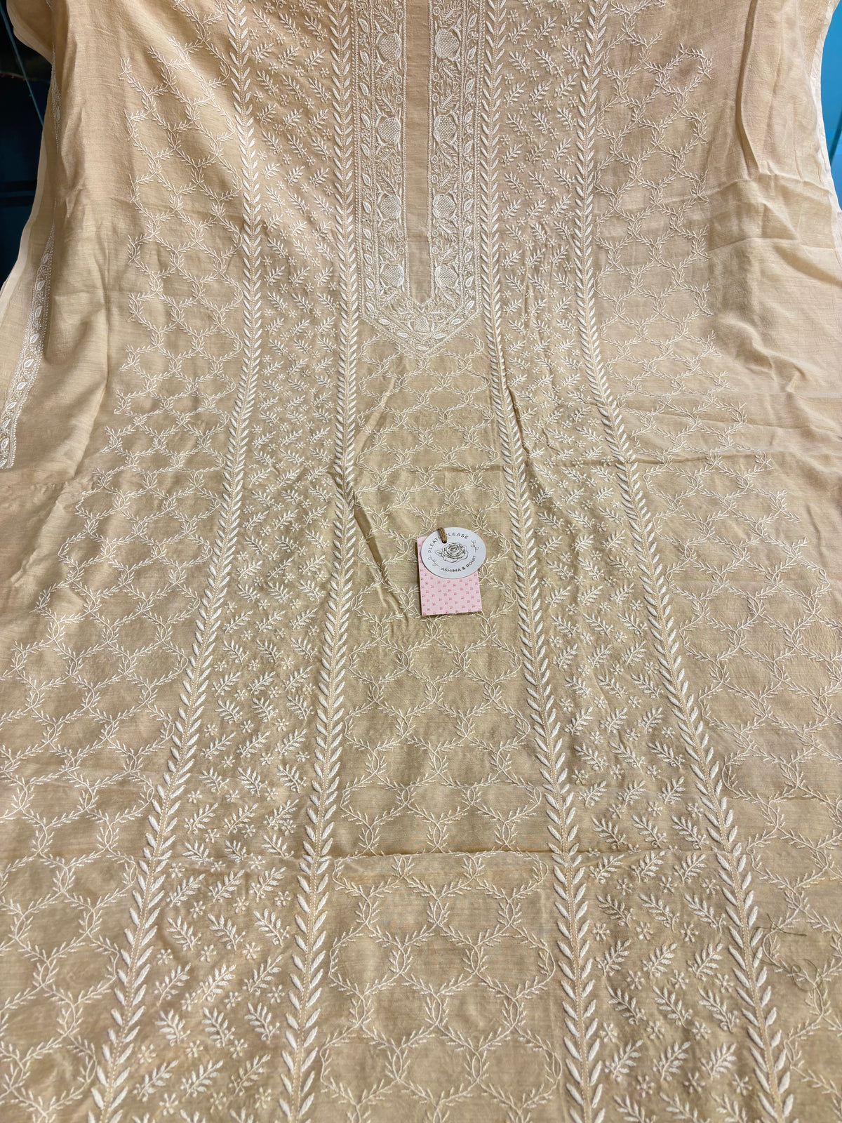 Dyeable Monga Silk Embellished Chikankari Men’s Kurta