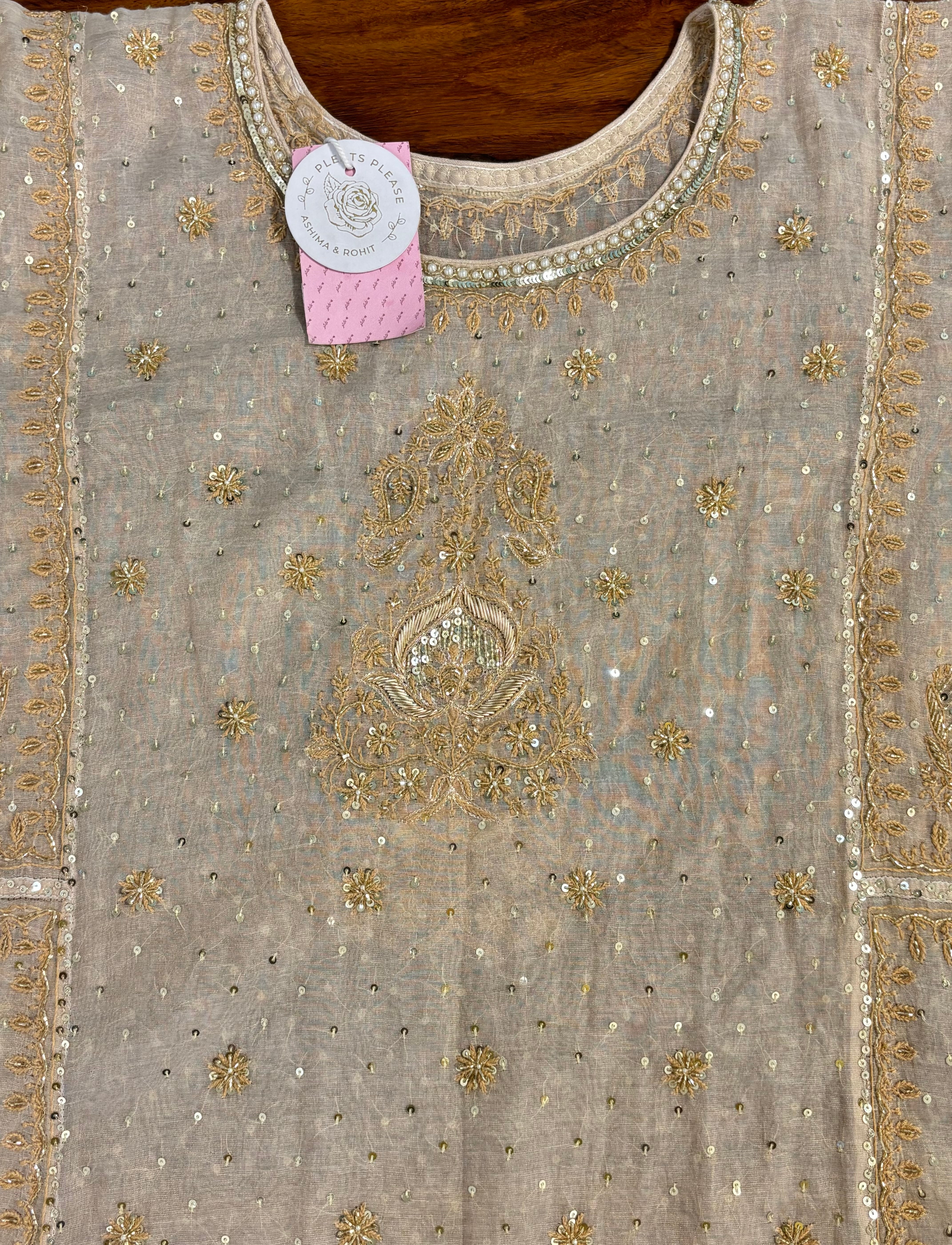 Dyebable Pure Tissue Chikankari A-line Anarkali & Dupatta