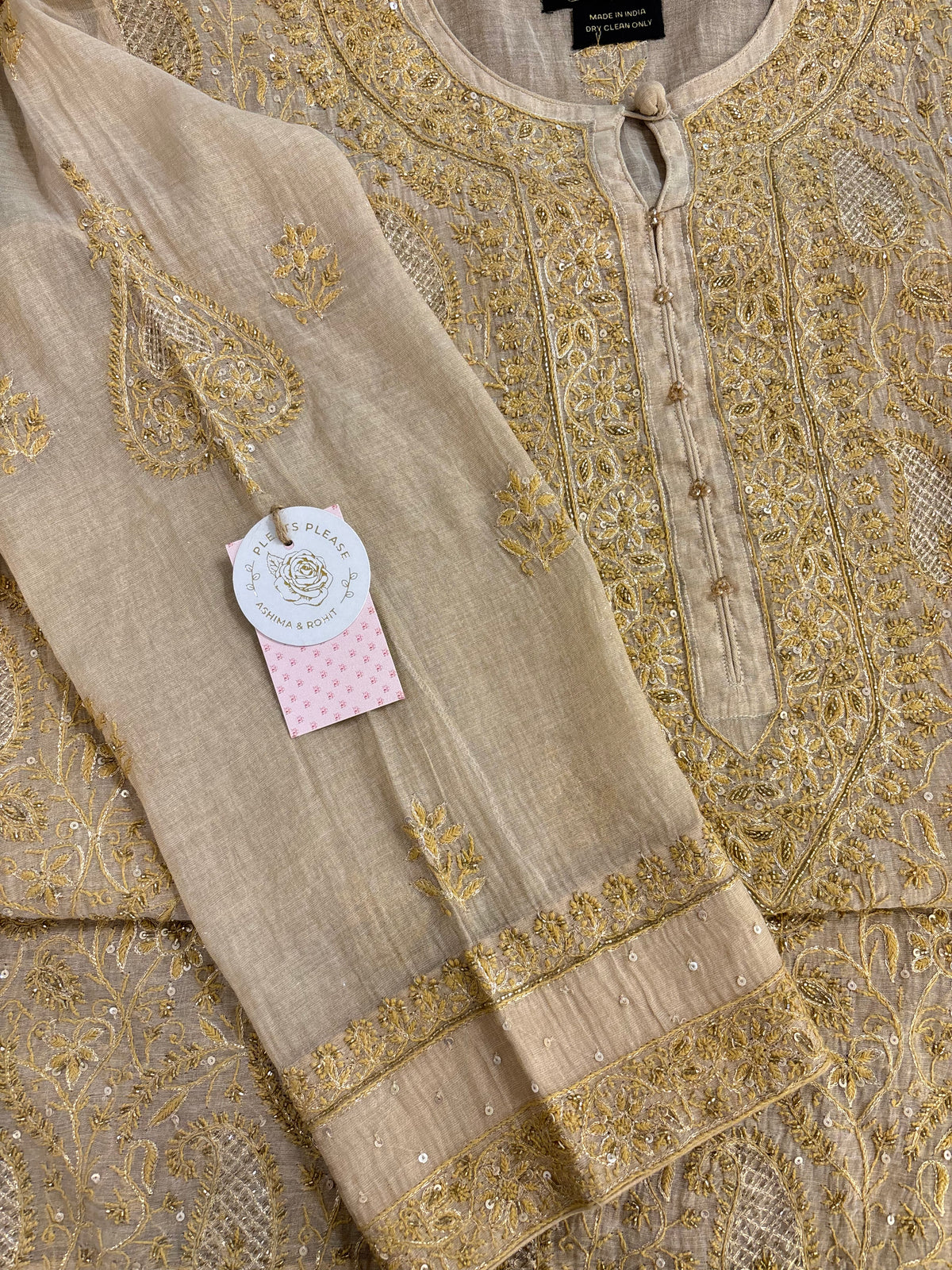 Dyeable Pure & Premium Tissue Paisley Jaal Chikankari Kurta & Dupatta