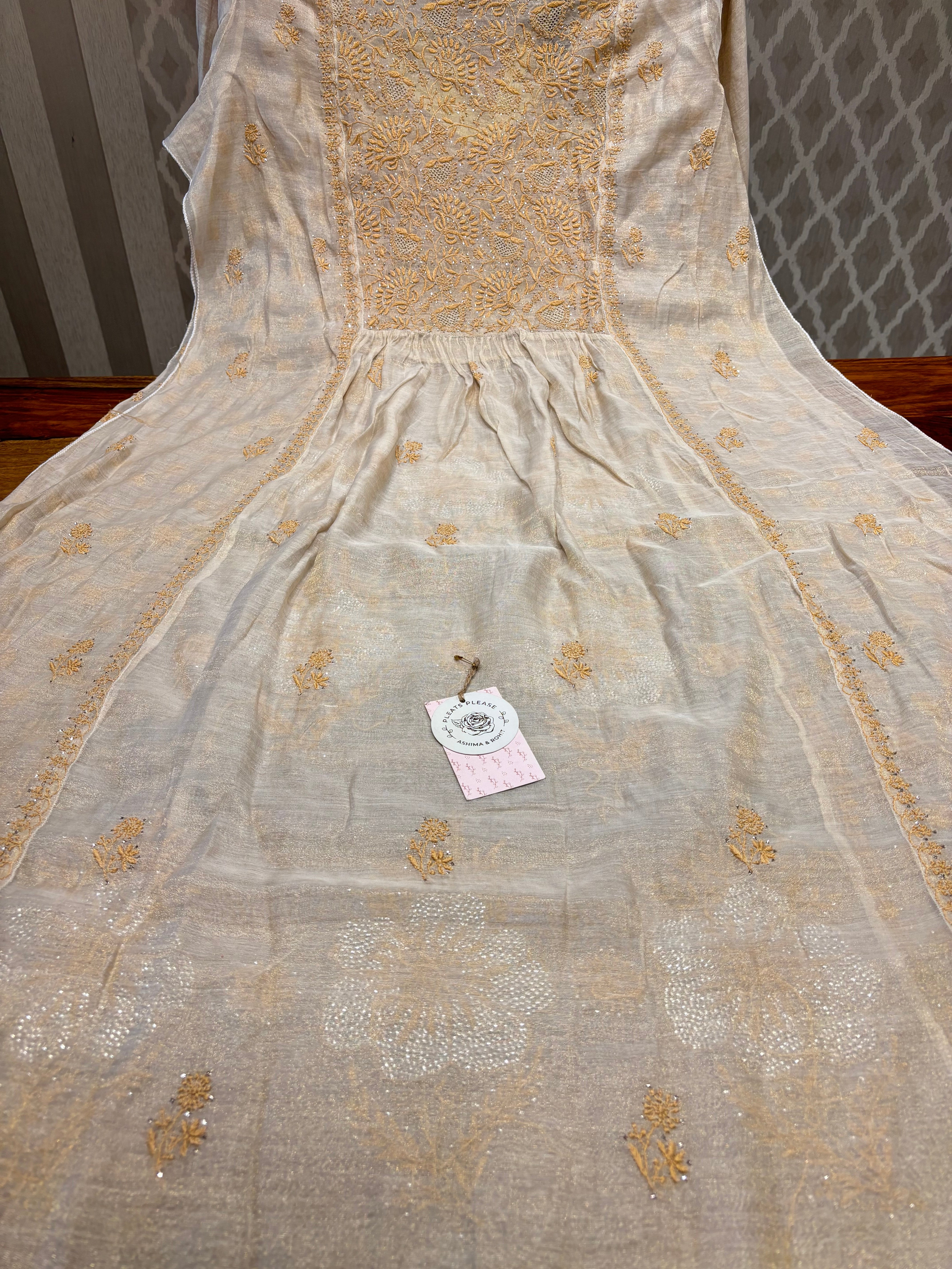 Dyeable Pure And Premium Tissue Angrakha Kurta And Dupatta Set
