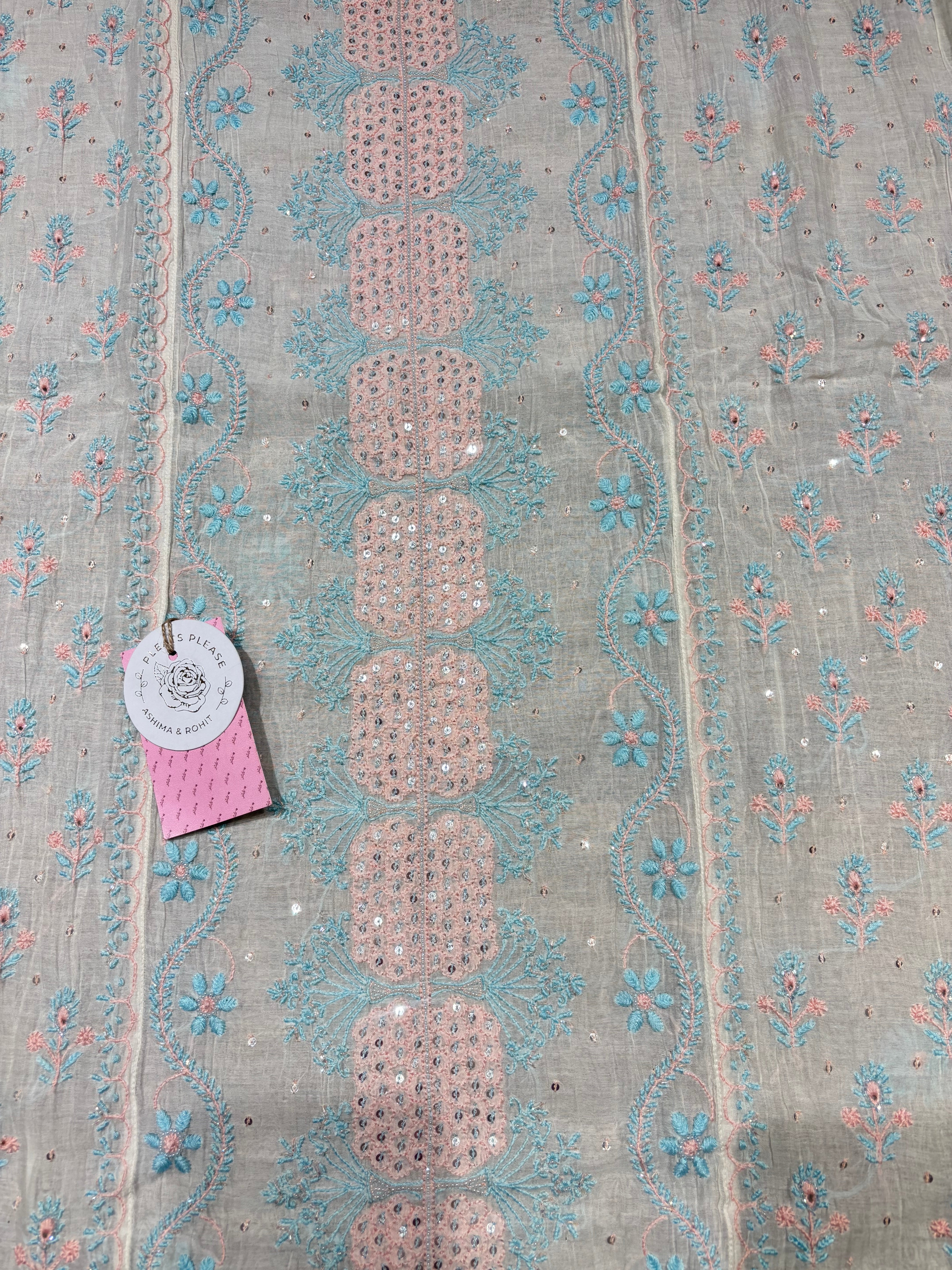 Dyeable Chanderi Mul Chikankari Kurta & Dupatta Set