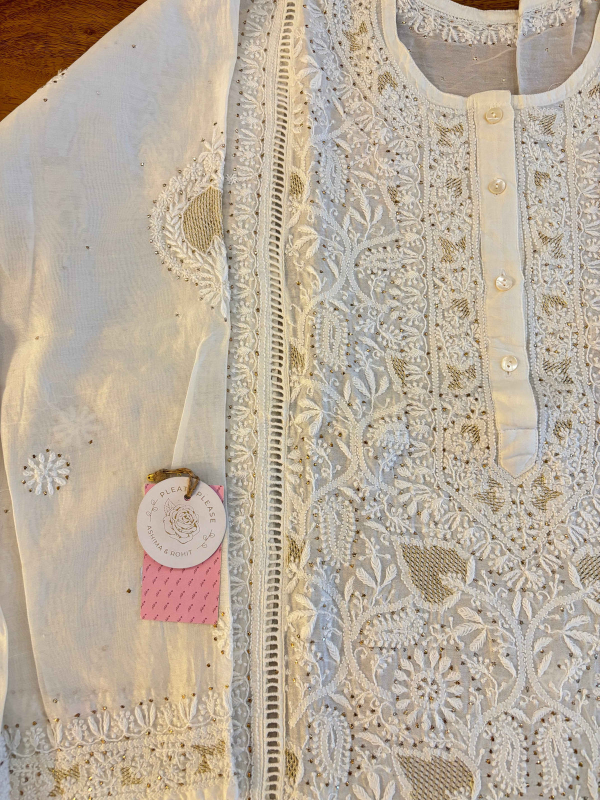 Dyeable Chanderi Chikankari Mukaish Kurta & Dupatta