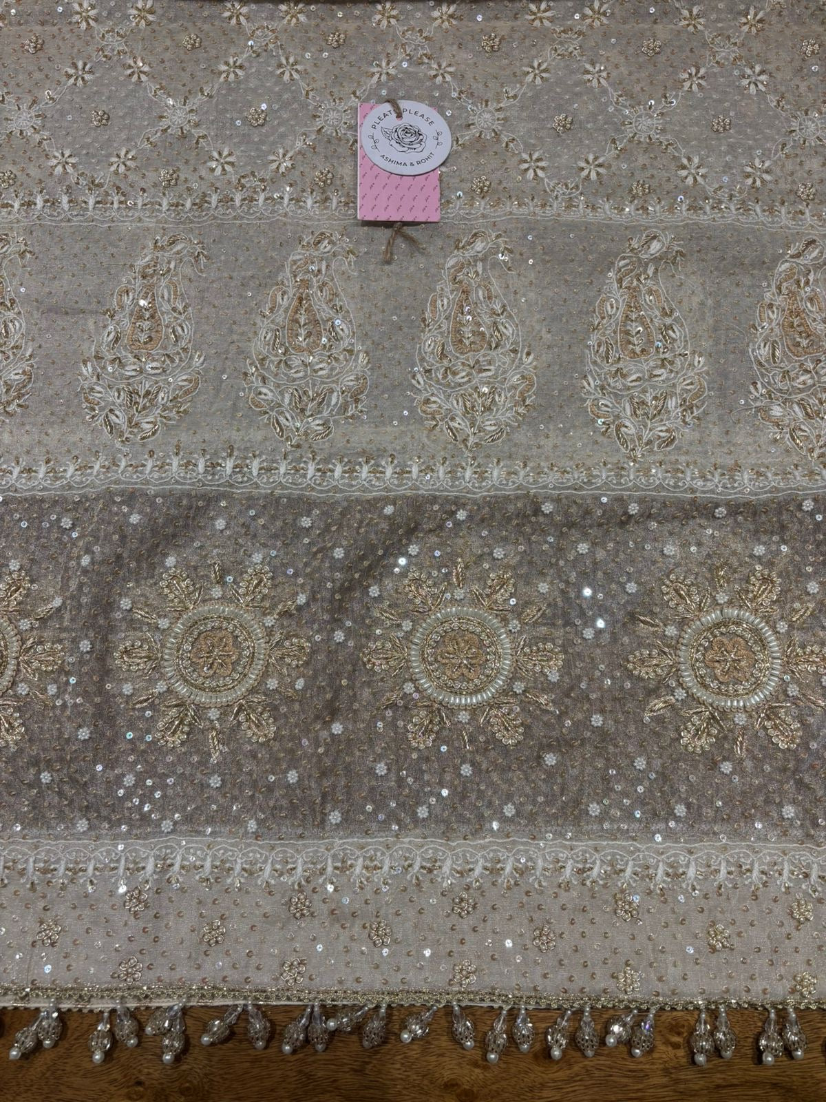 Dyeable Pure & Premium Silver Tissue Chikankari Kurta & Dupatta Set - Pleats PleaseChikankari