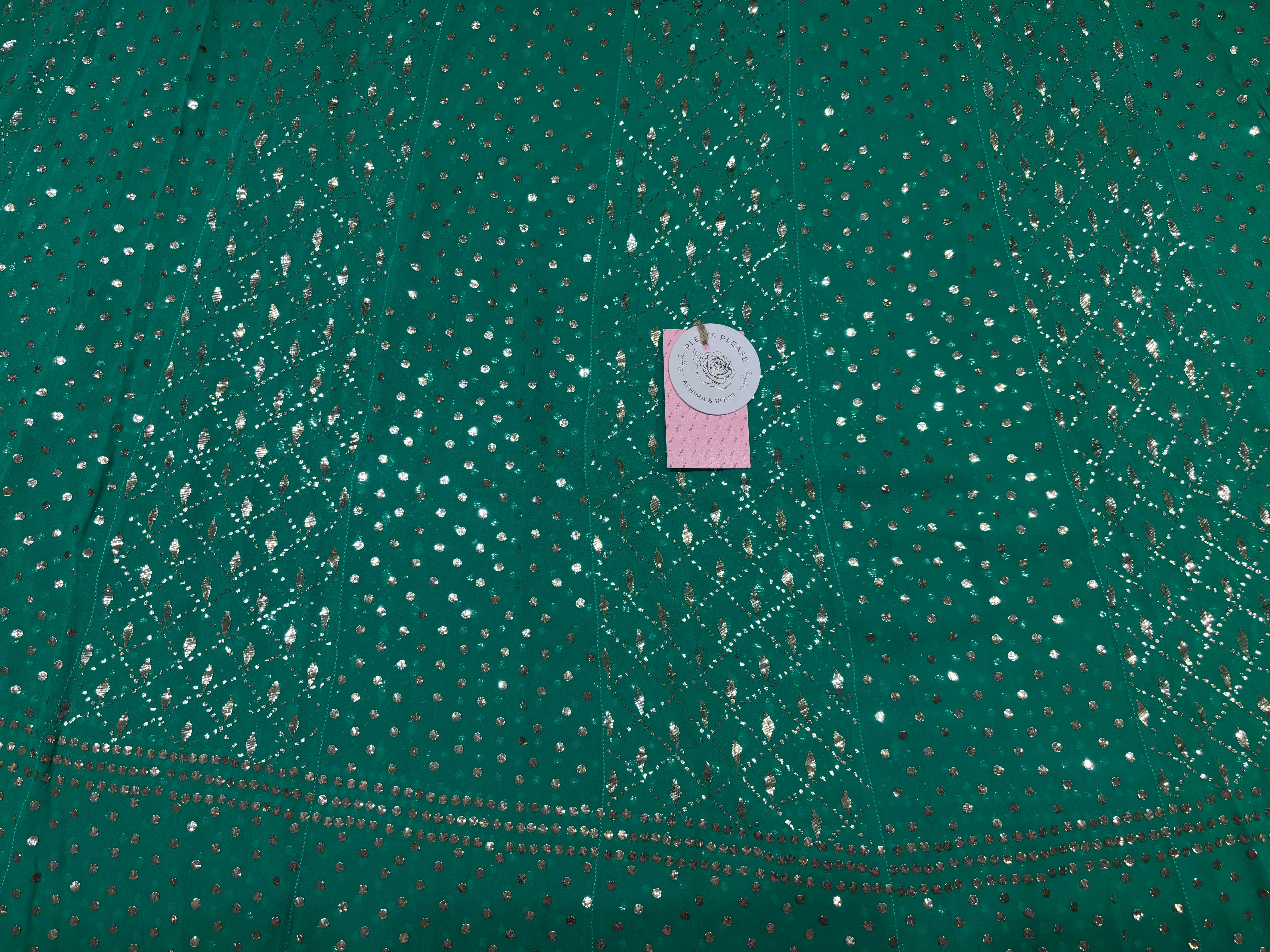 Emerald Green Pure & Premium Georgette Mukaish Anarkali & Dupatta Set