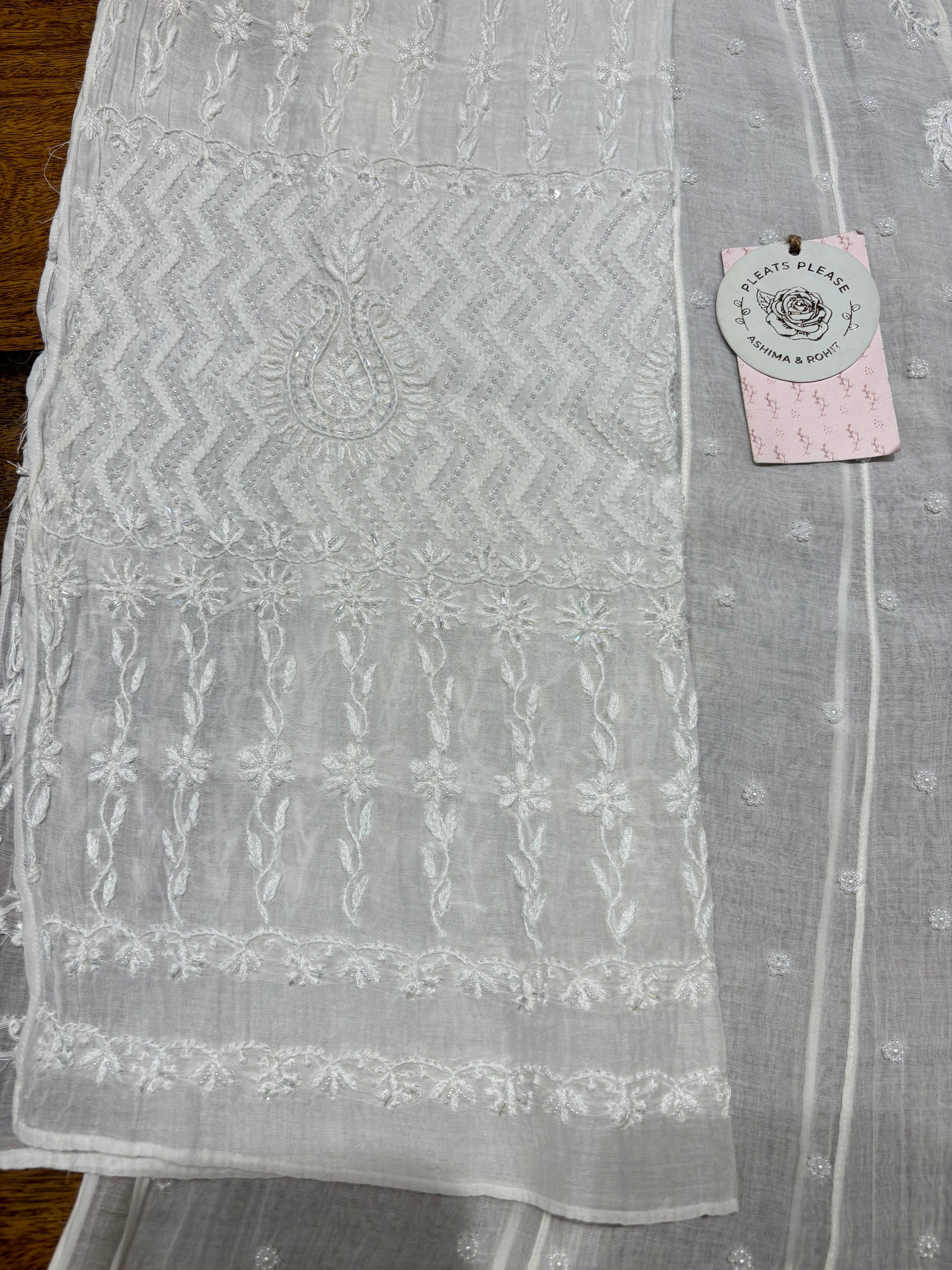 Dyeable Chanderi Mul Chikankari Anarkali & Dupatta Set