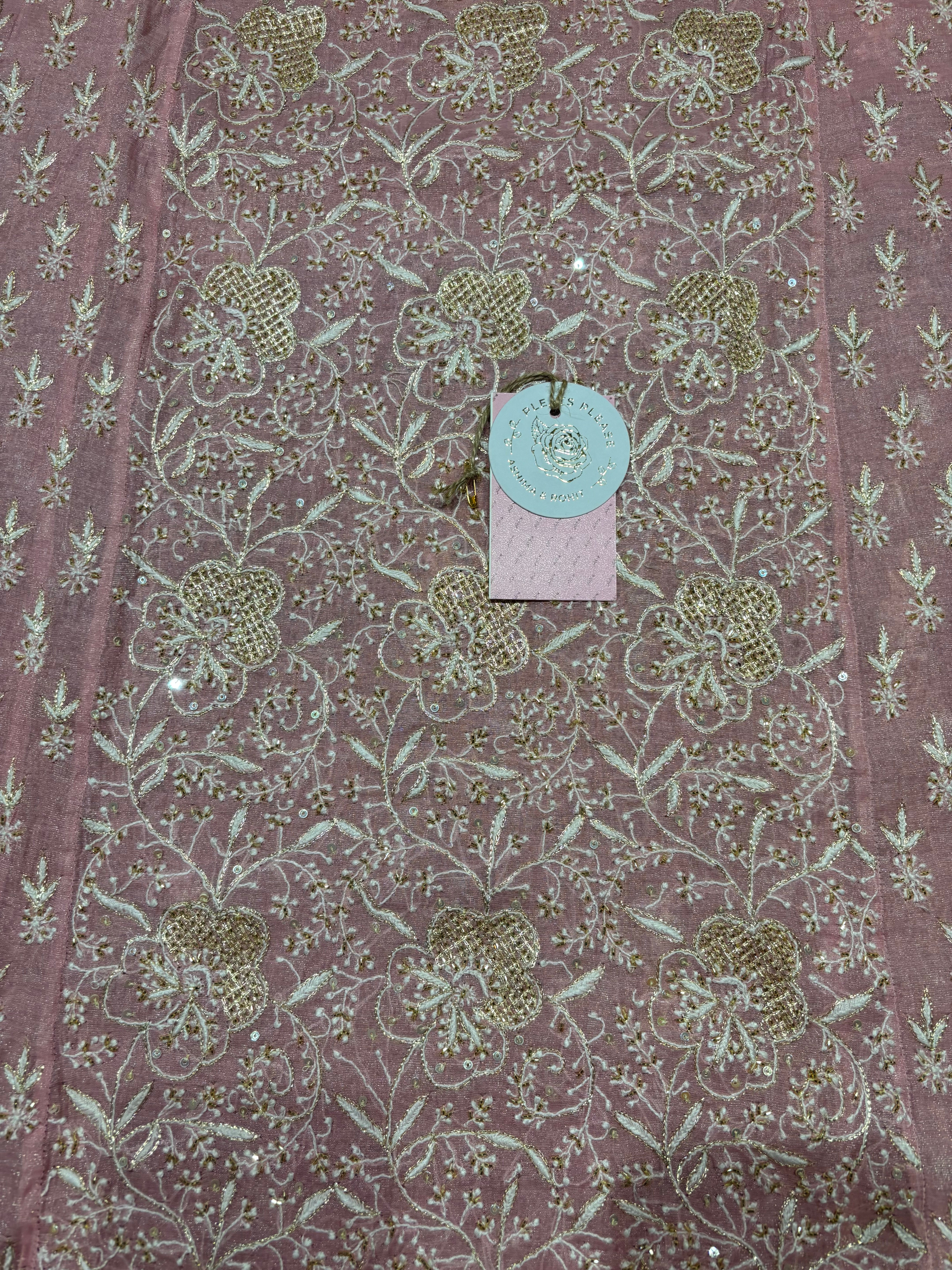 Pink Pure & Premium Tissue Chikankari Kurta & Dupatta Set